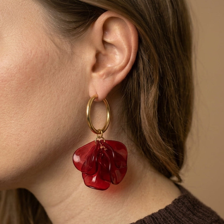 Boucles d'oreilles "Ninon" - Bordeaux