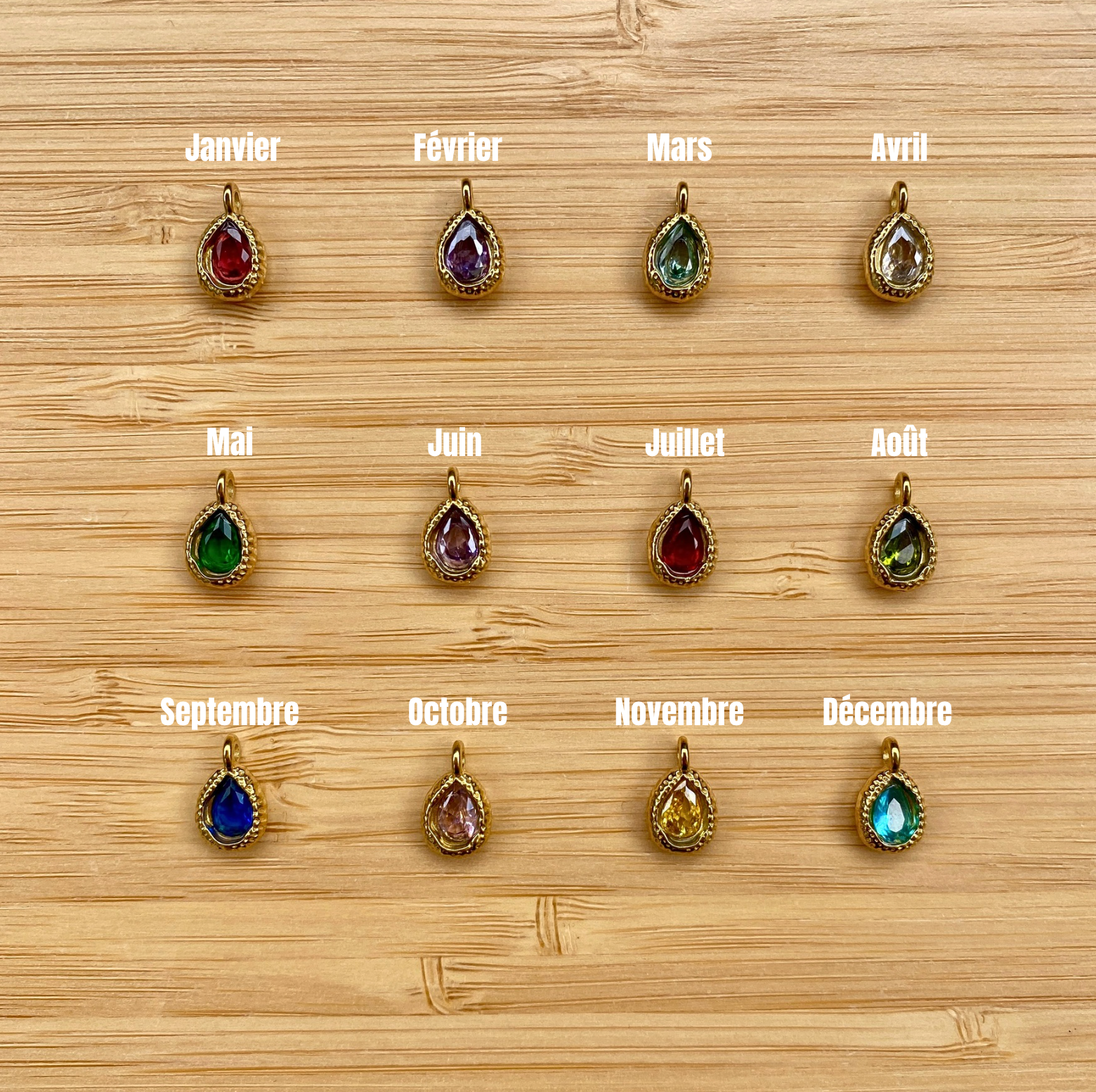 Collier pierre de naissance + initiale