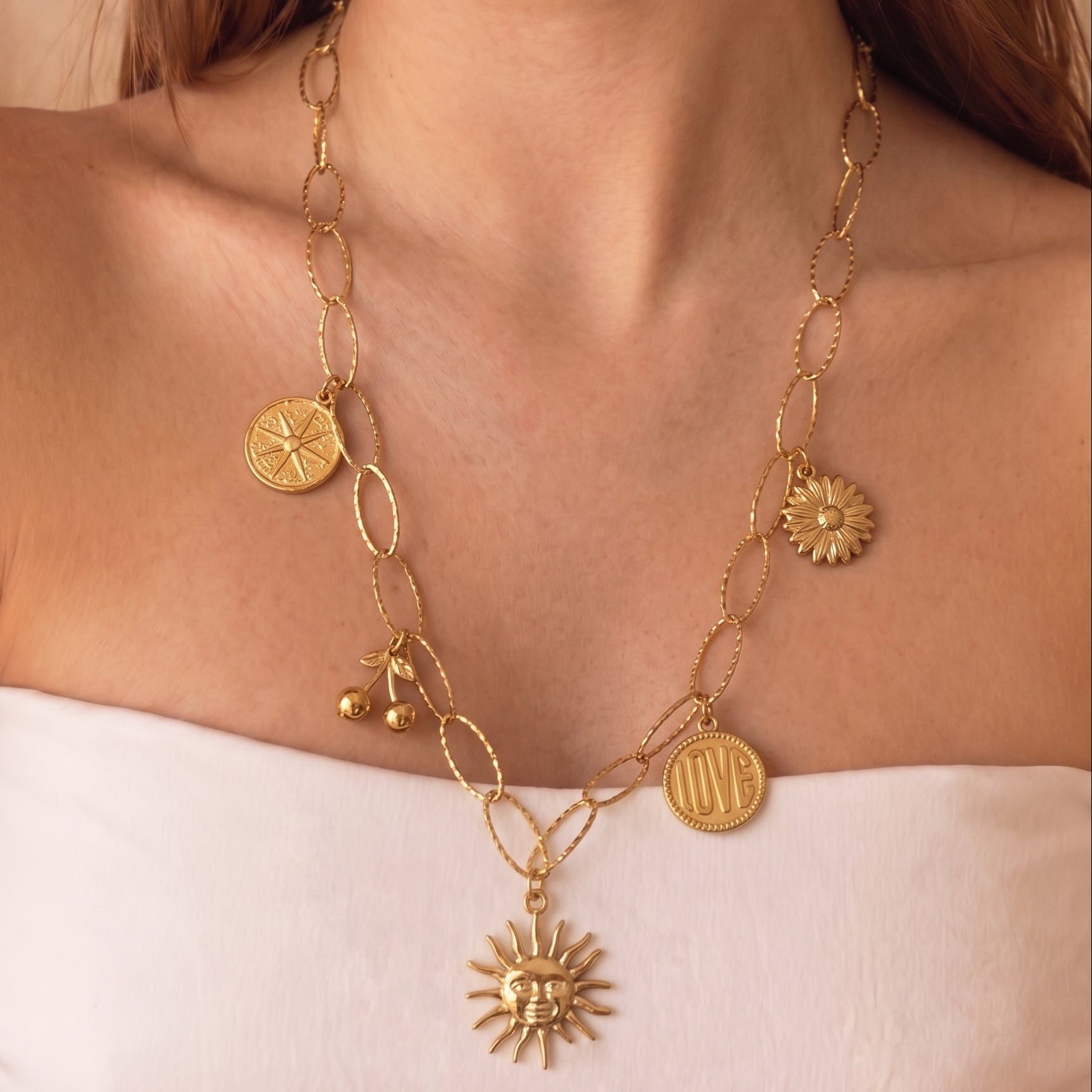 Collier Charms Long Personnalisé - Doré
