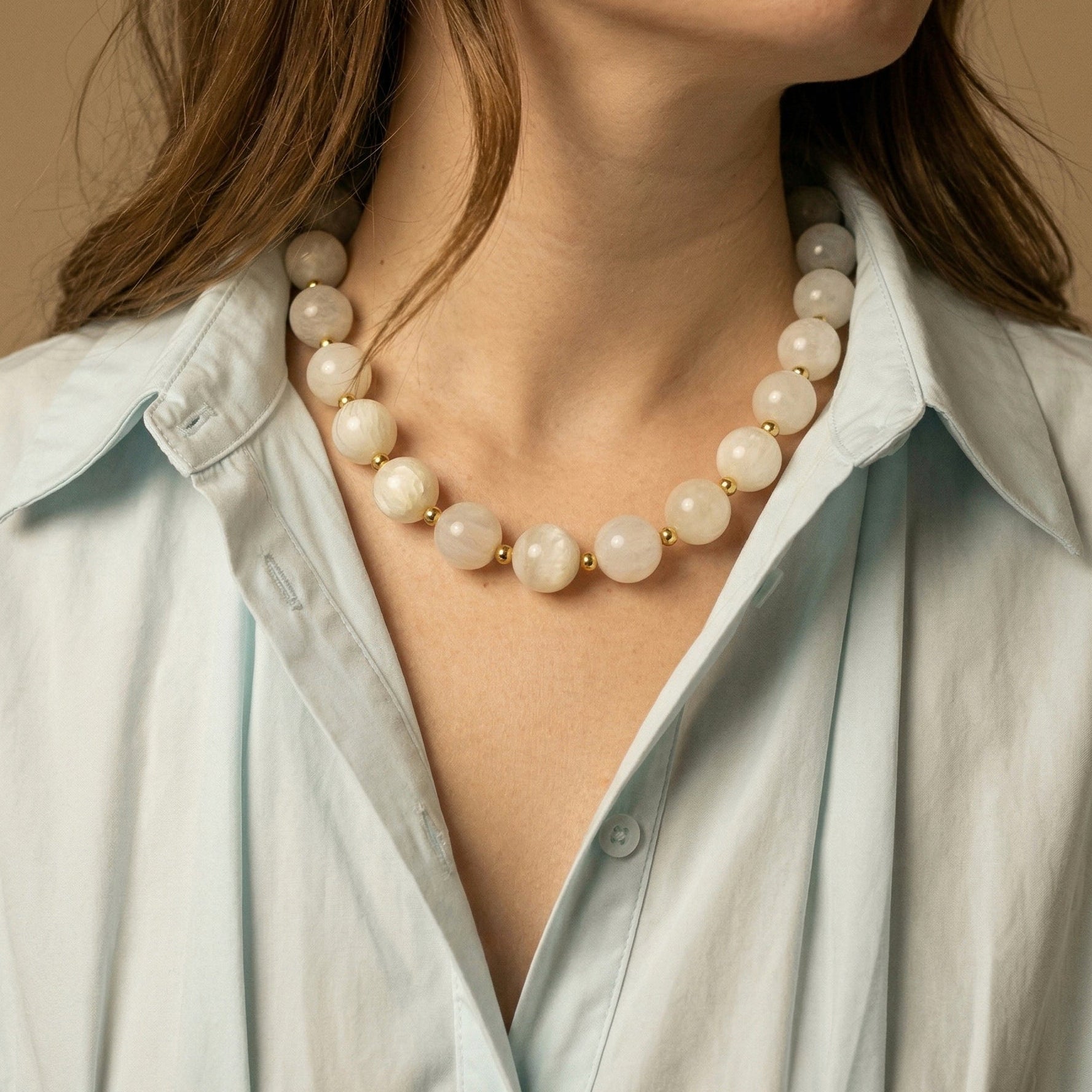 Collier Perles "Jody" Blanc