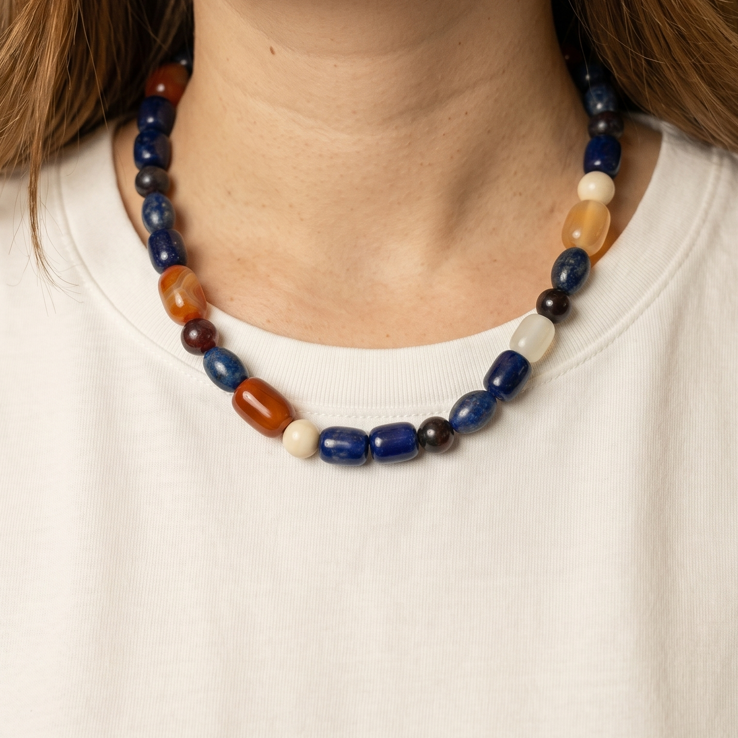 Collier Pierre Agate "Nicole" - Bleu