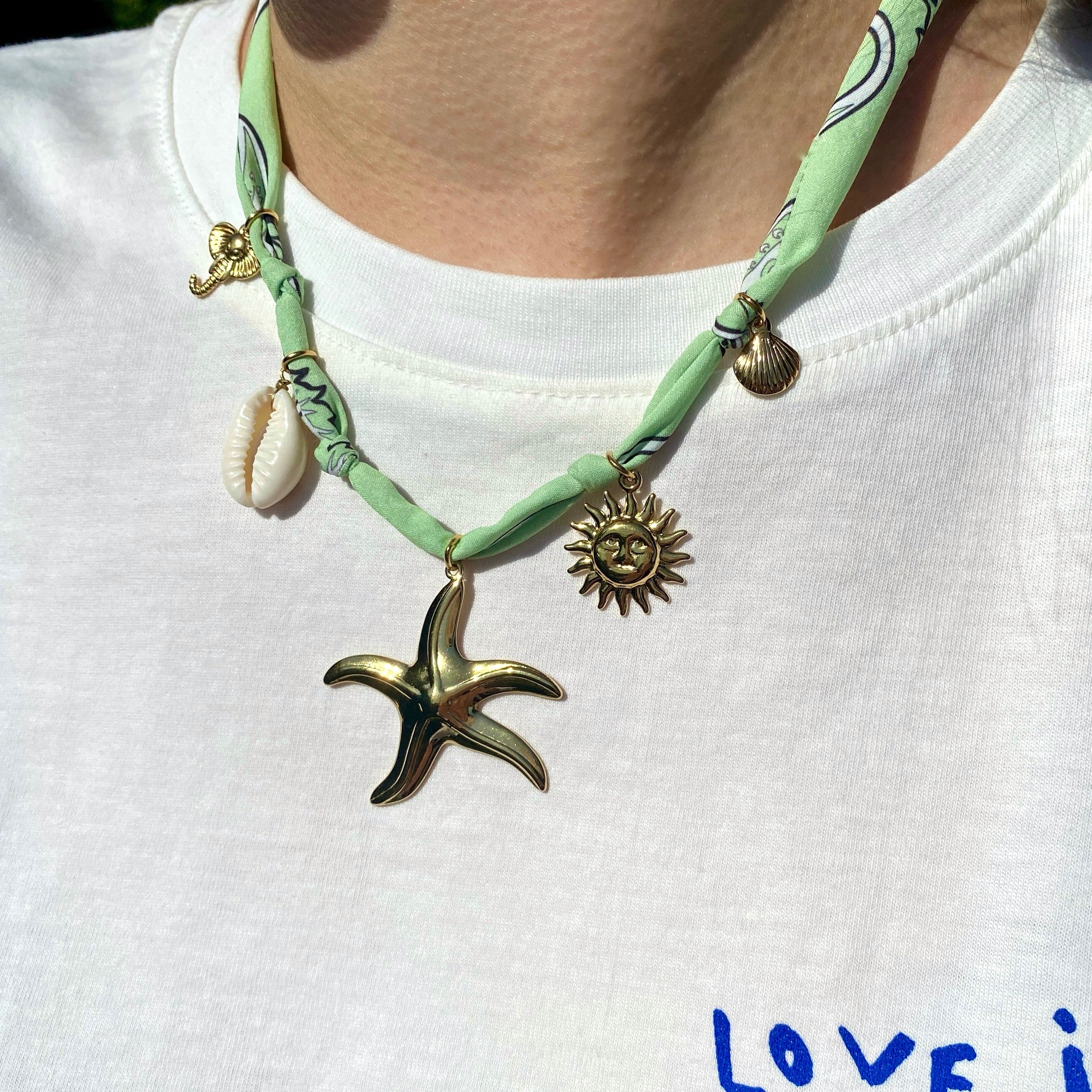 Collier Tissus Charms "Flora"