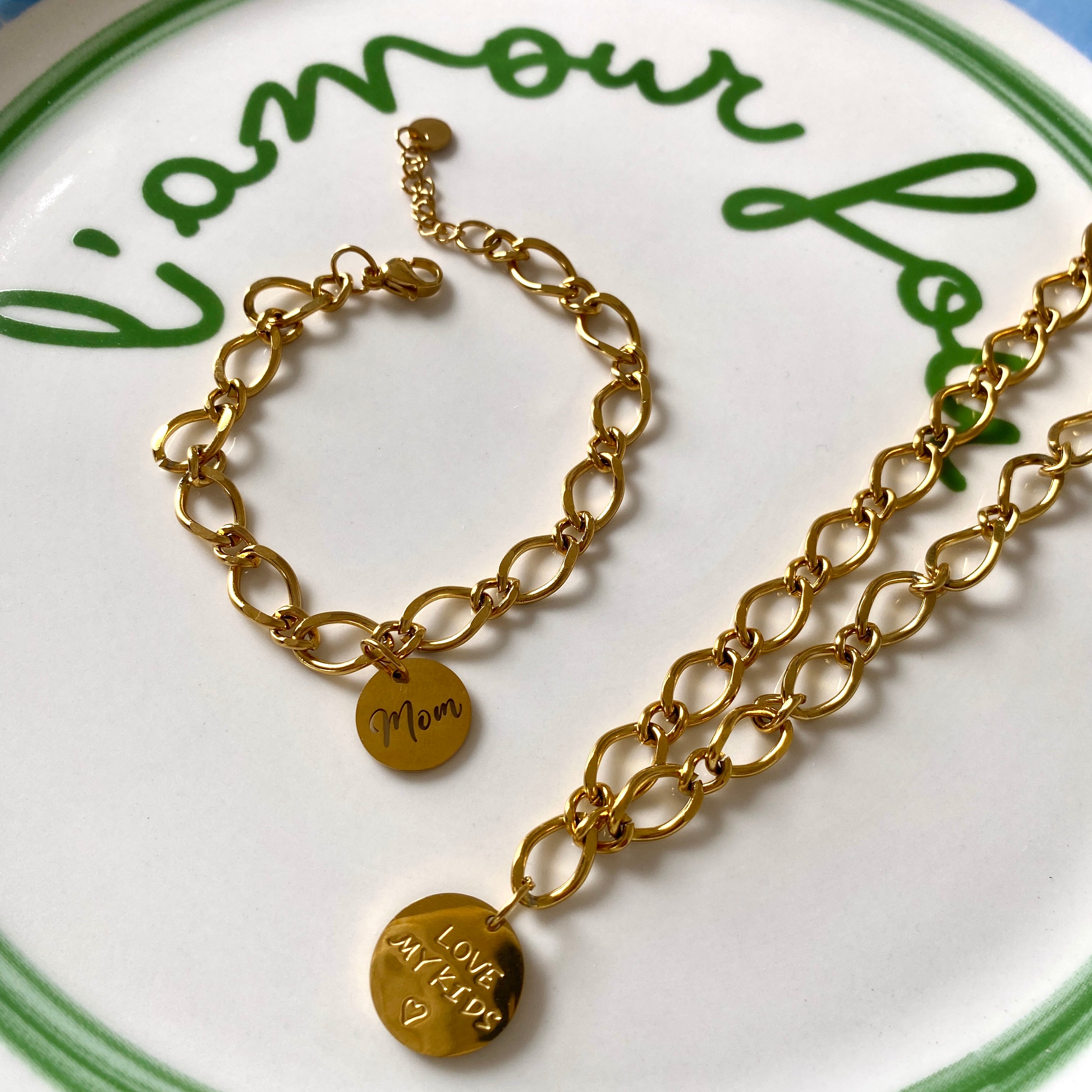 Collier breloque "Love my kids"