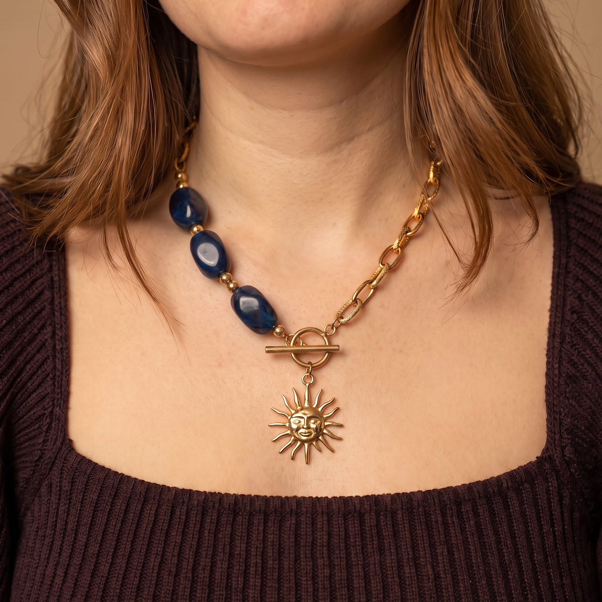 Collier perles "Maxine" - bleu marine