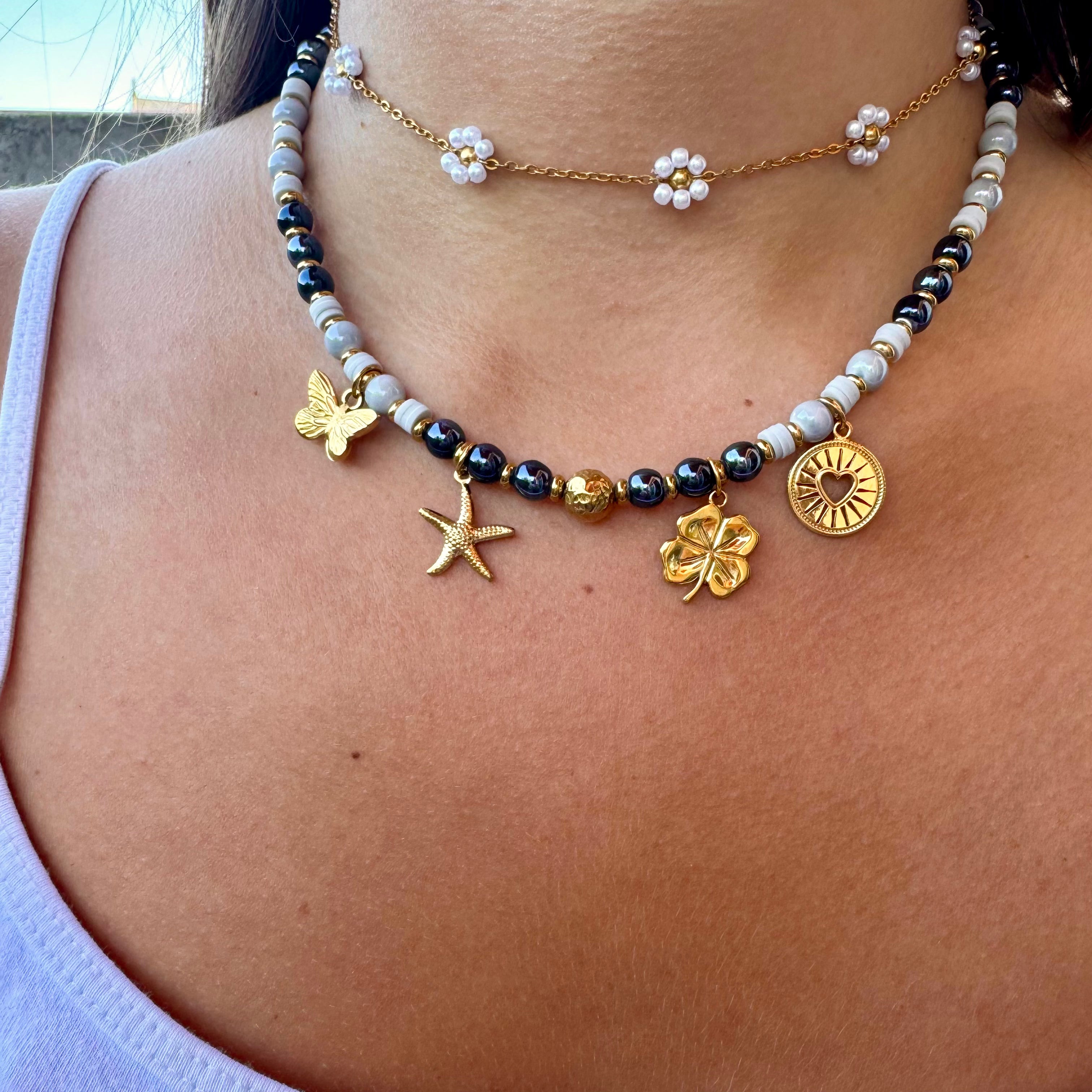 Collier Perles Céramique "Esma" - Personnalisable