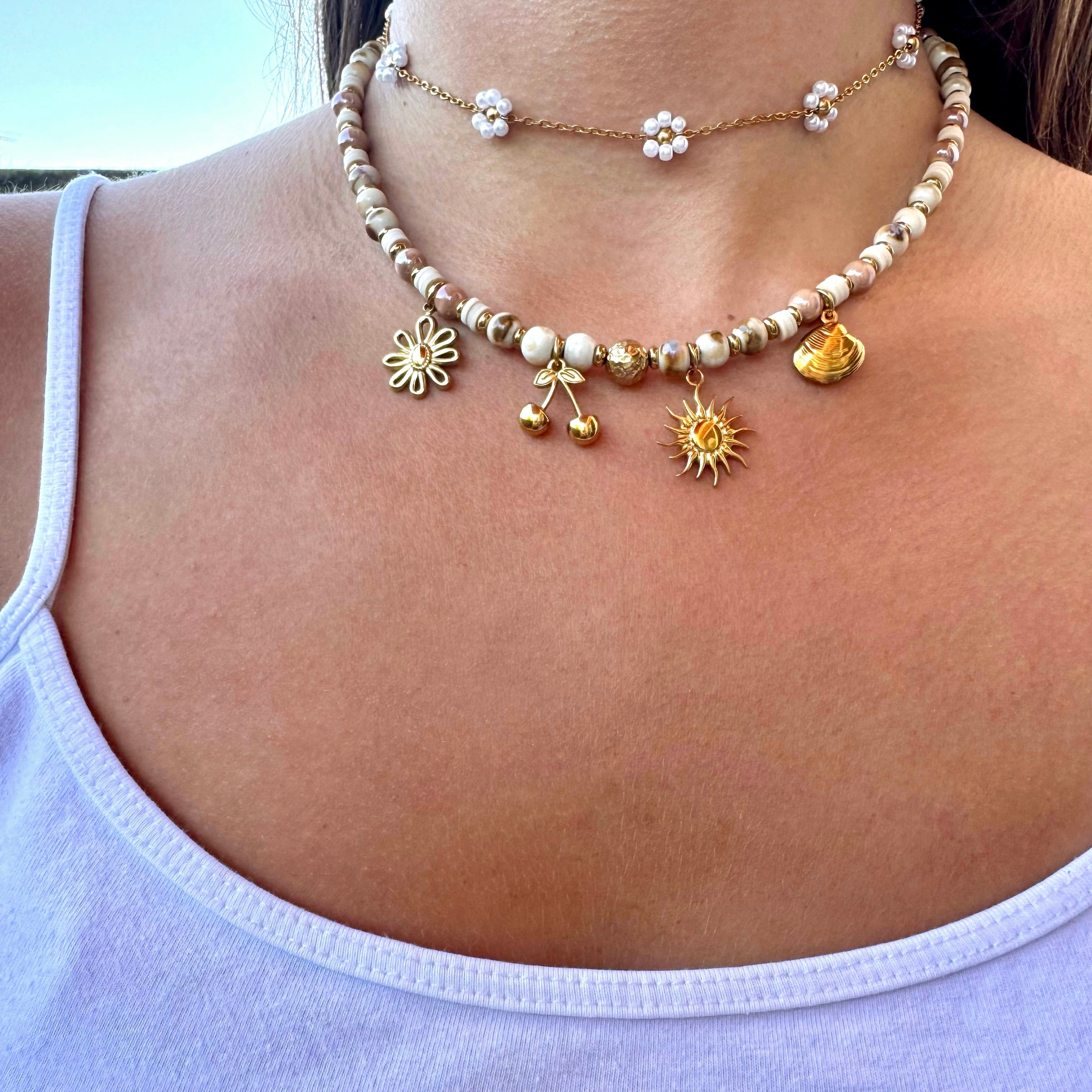 Collier Perles Céramique "Esma" - Personnalisable