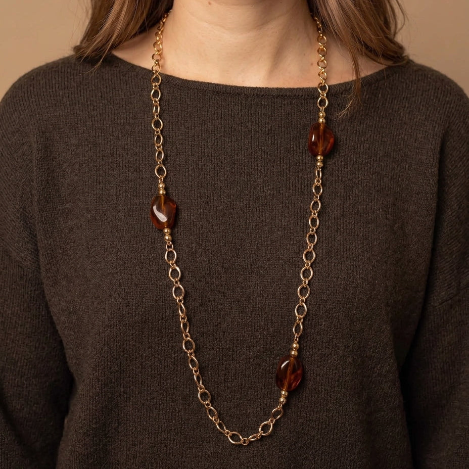 Sautoir perles "Gigi" Café
