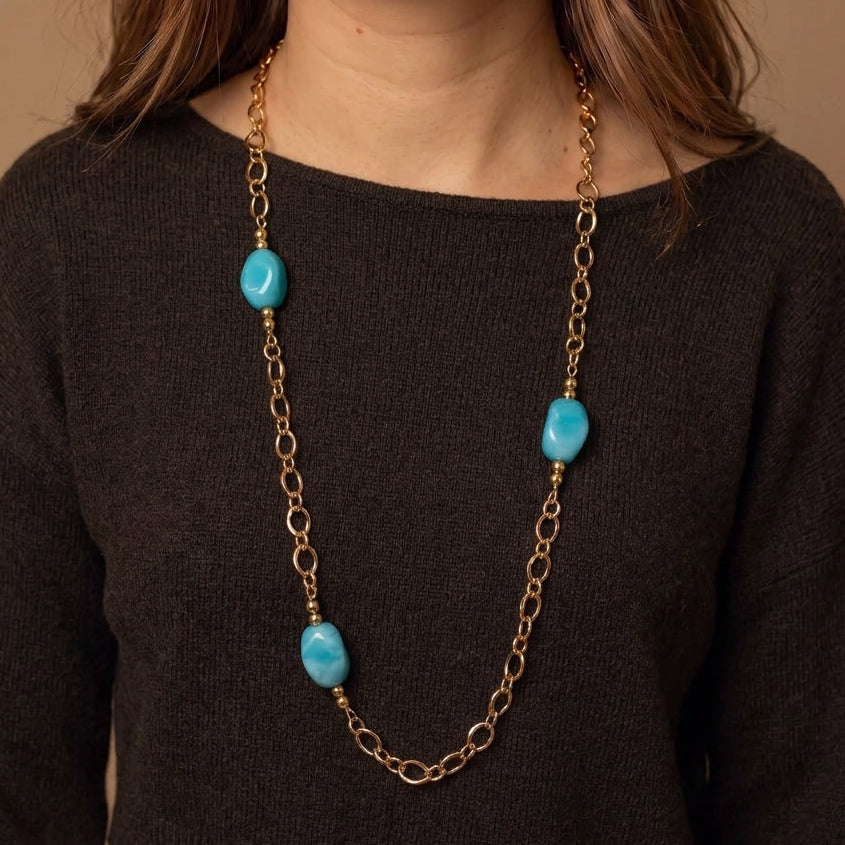 Sautoir perles "Gigi" - Turquoise