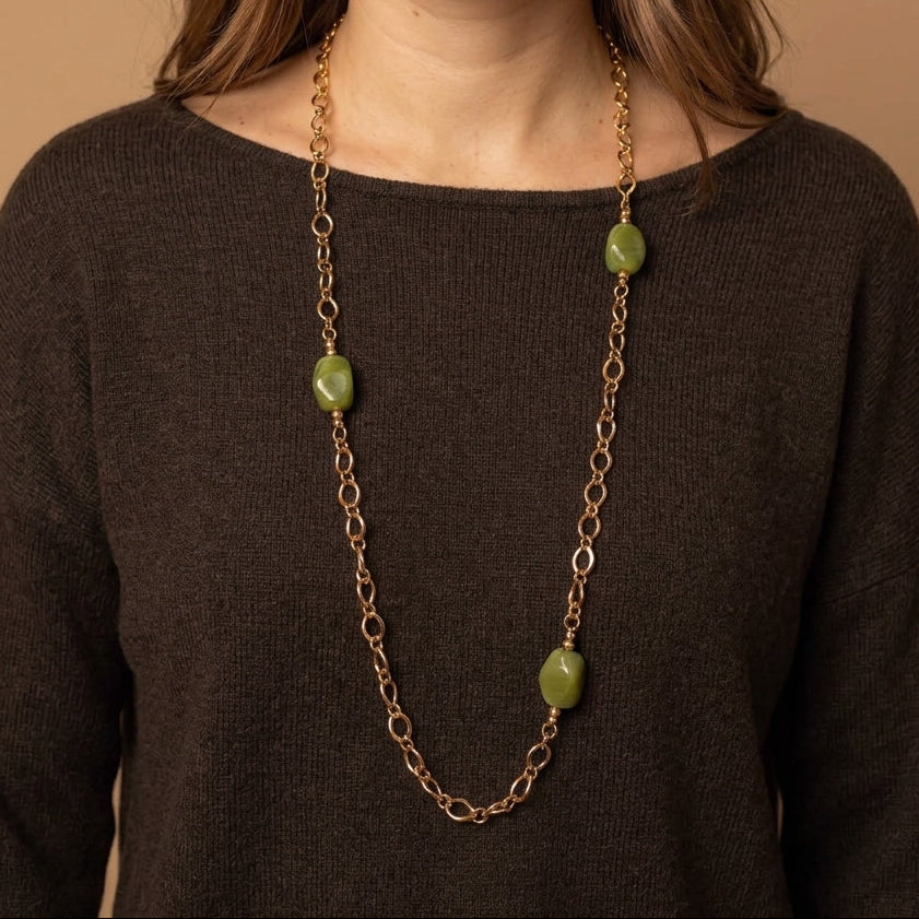 Sautoir perles "Gigi" - Olive