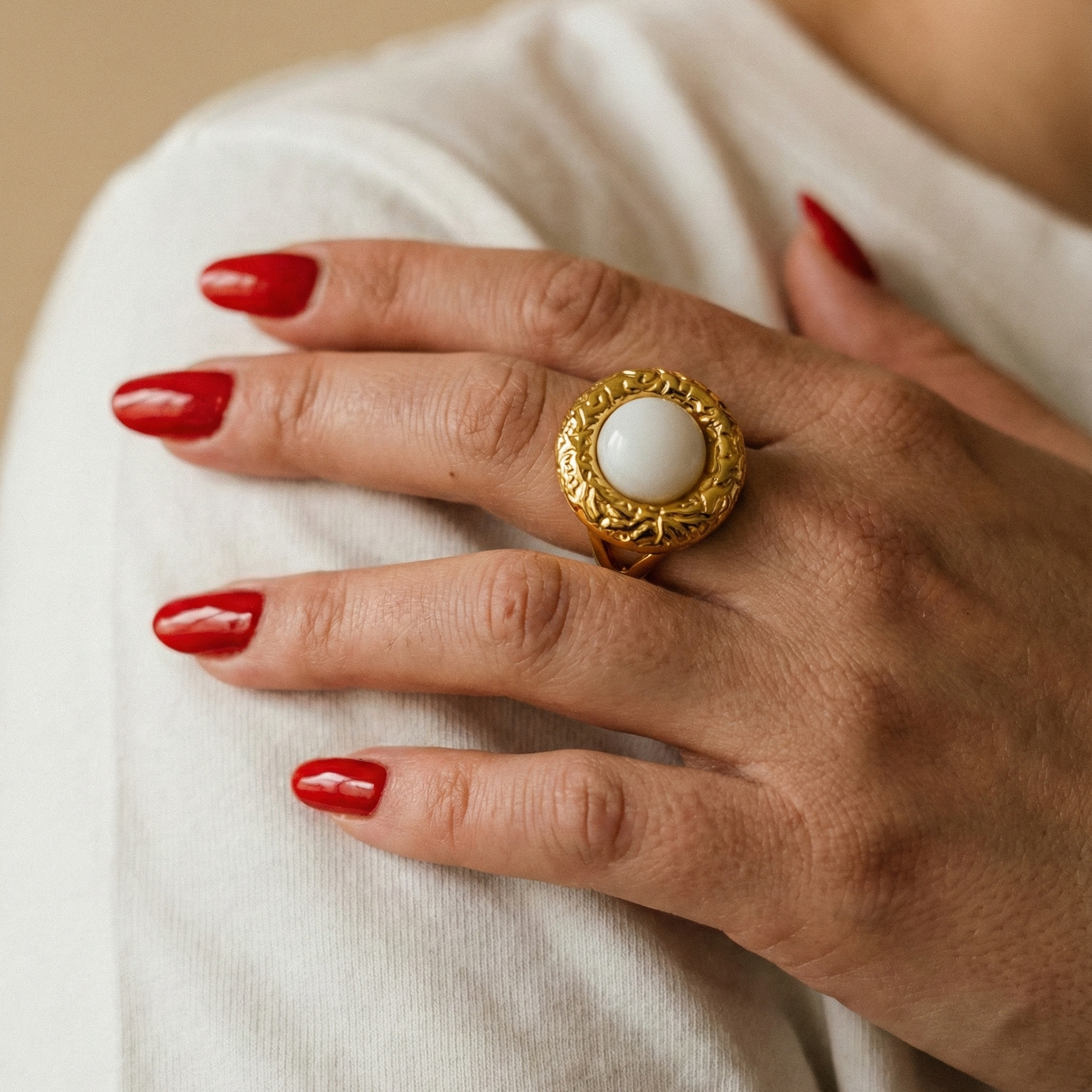 bague pierre agathe blanche