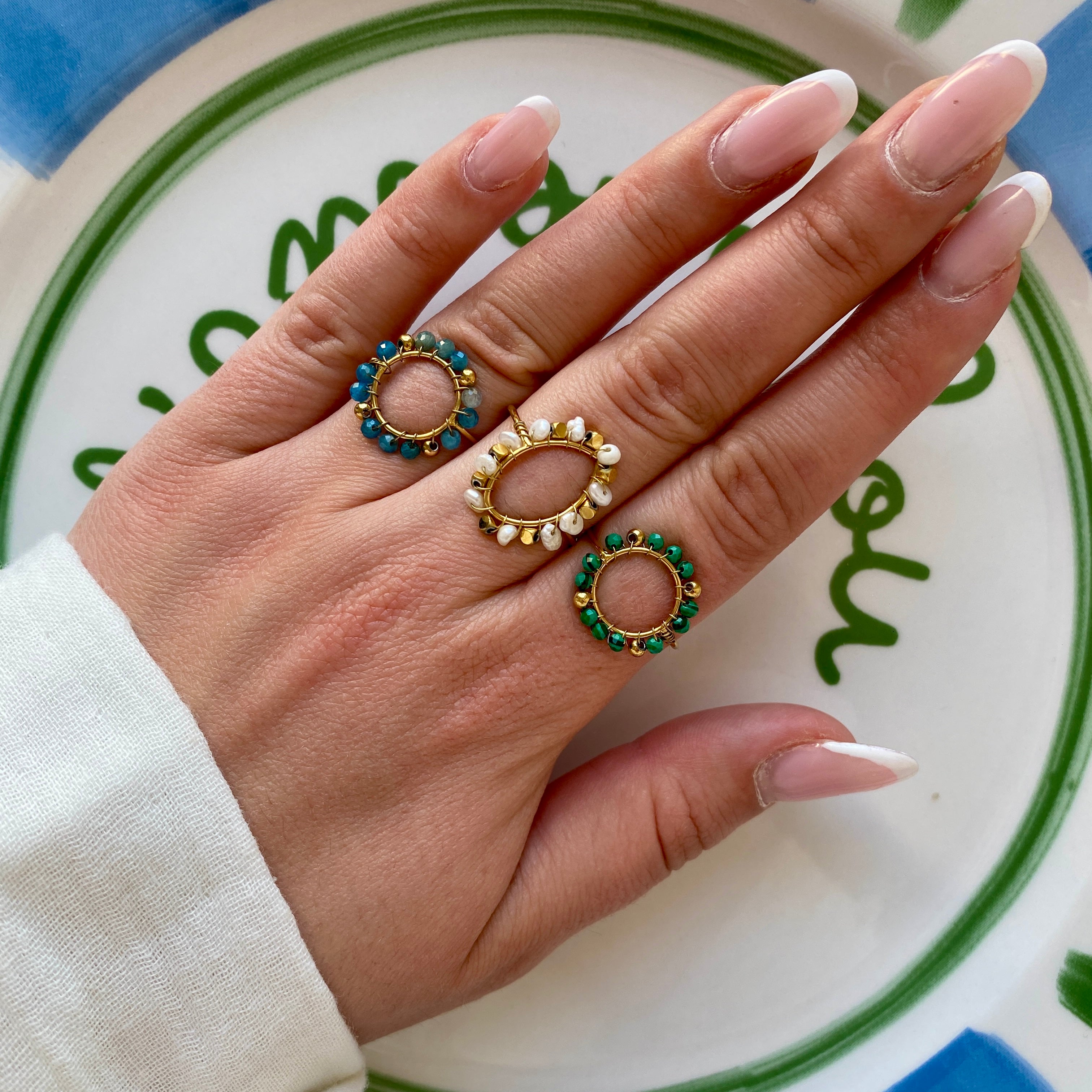 bagues perles inoxydable