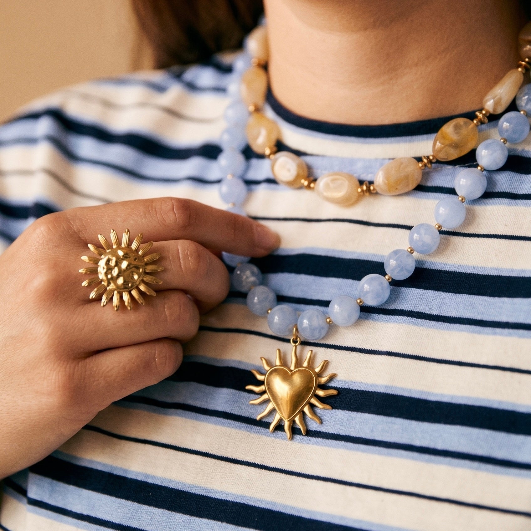 Collier Perles "Jody" Bleu - Personnalisable