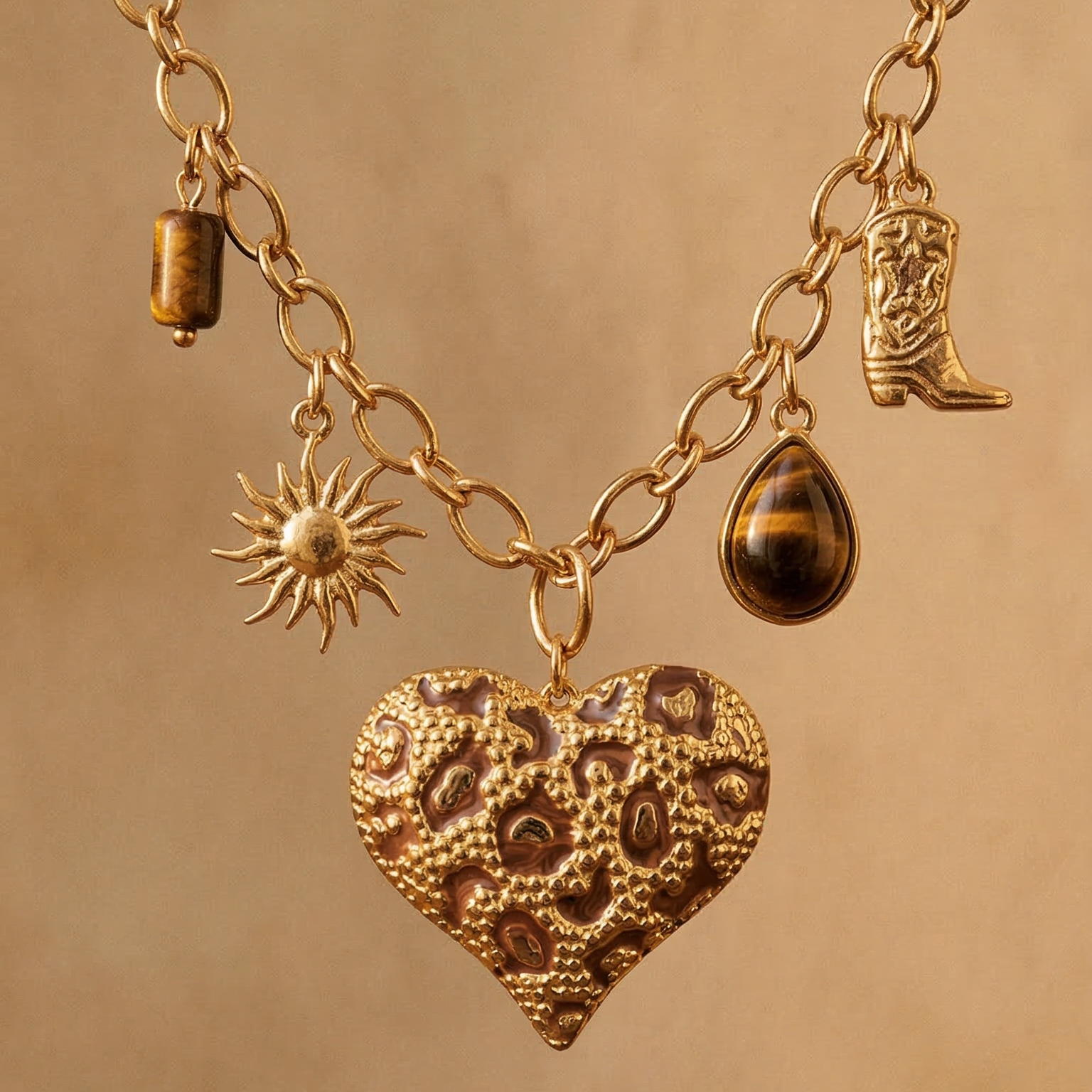 collier charms léopard