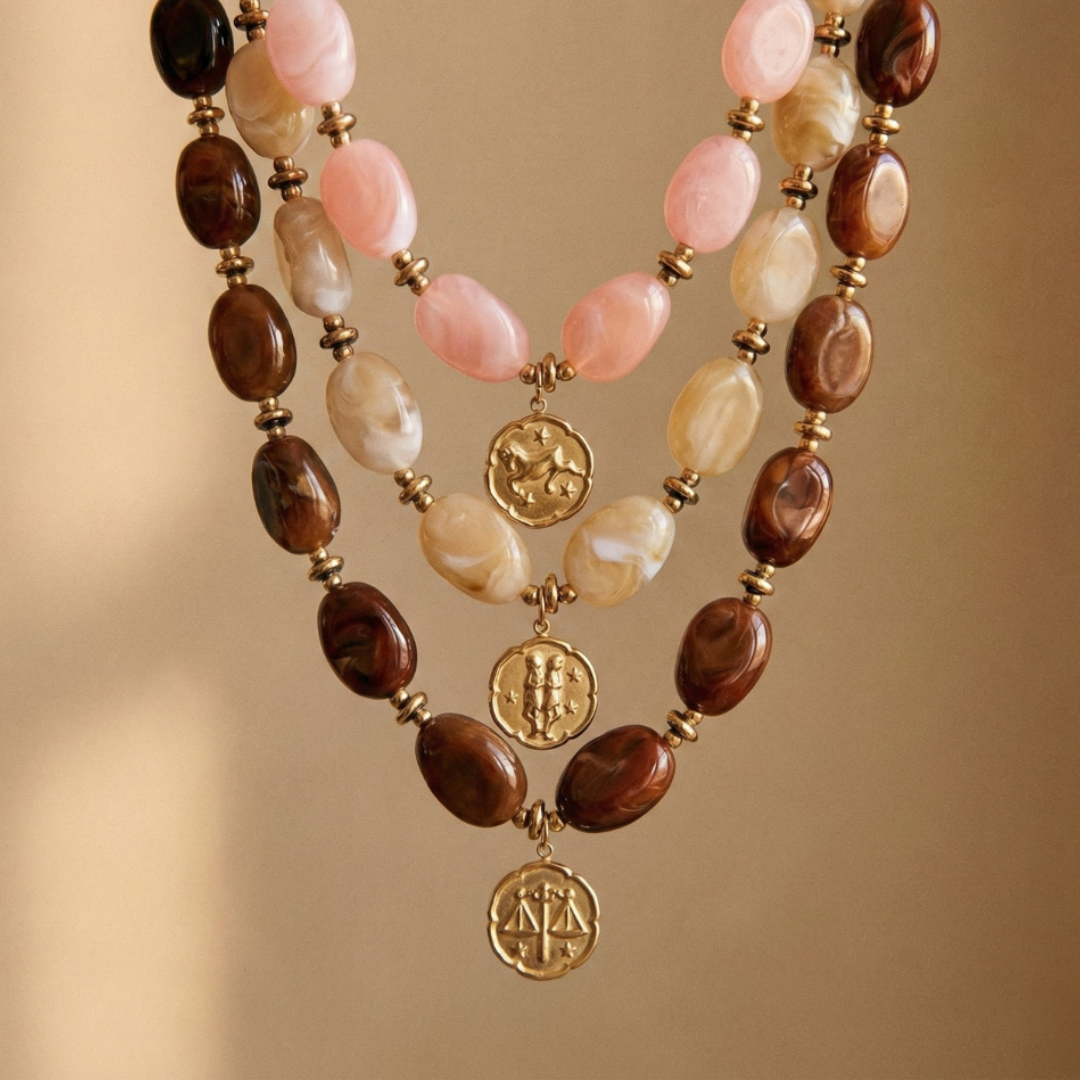 collier résine perles