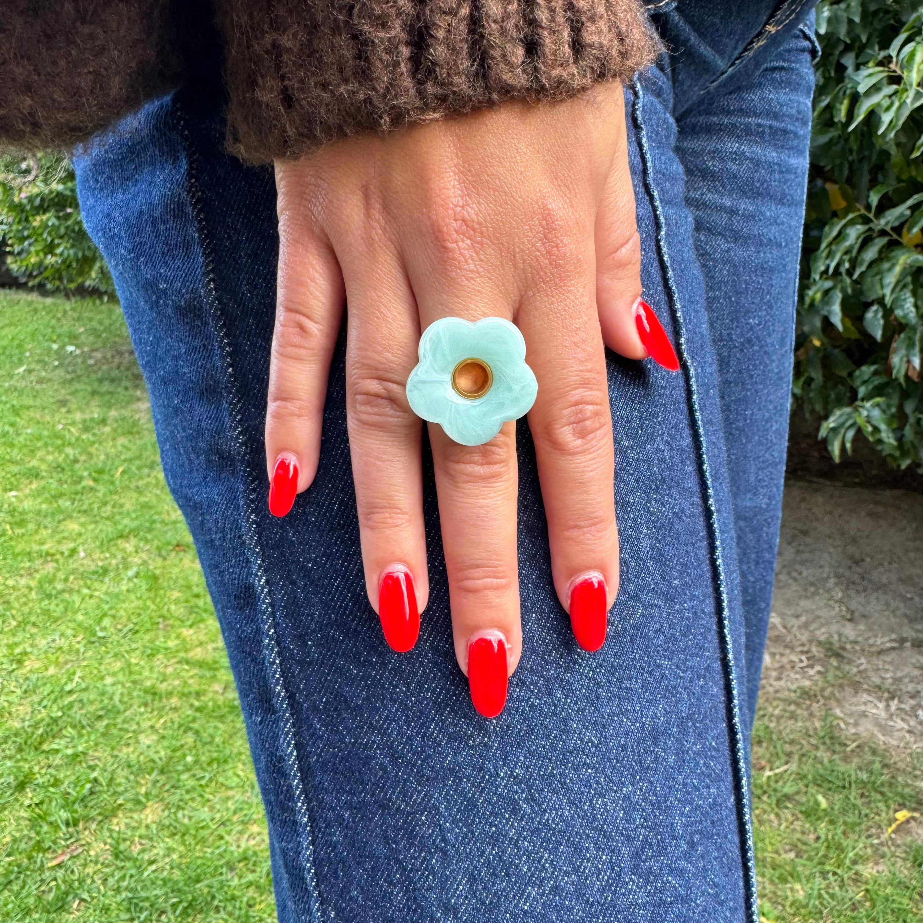 Bague Fleur Résine "Azura"