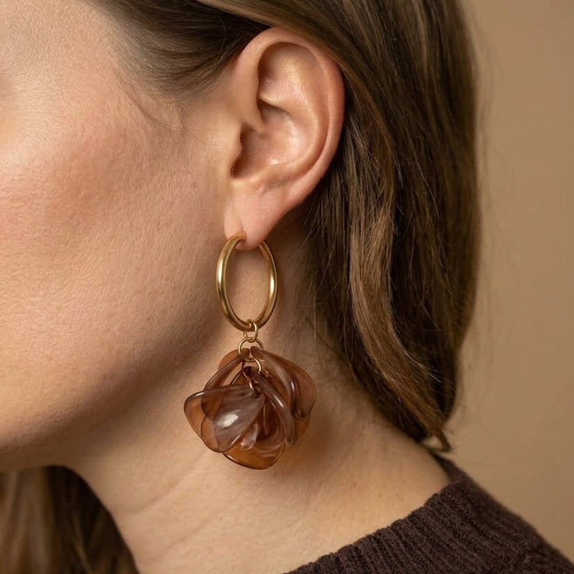 Boucles d'oreilles "Ninon" - Marron
