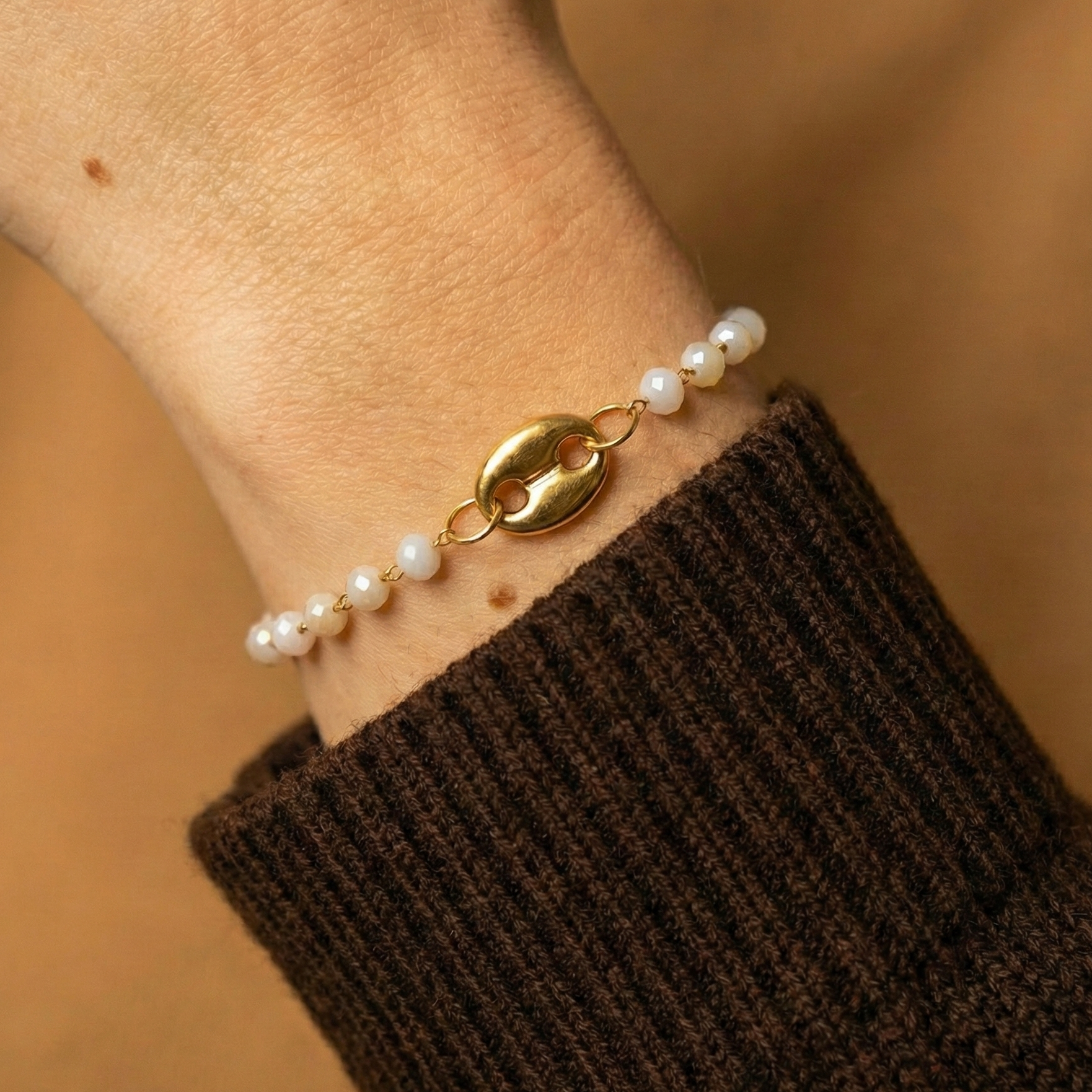 Bracelet Grain de Café beige