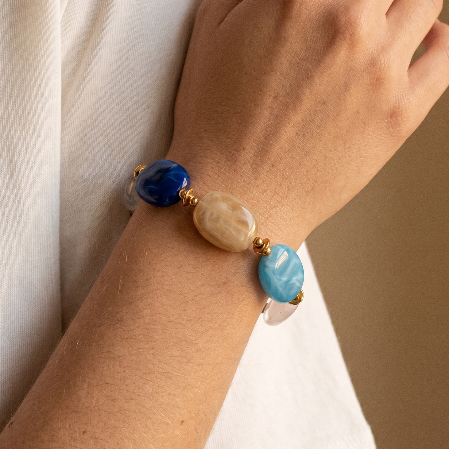 Bracelet Perles Résine "Gigi" Multi Bleu