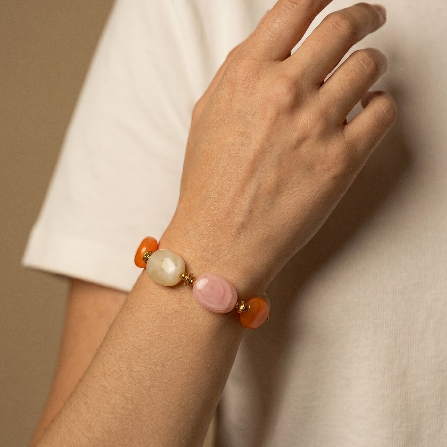 Bracelet Perles Résine "Gigi" - Multi Orange