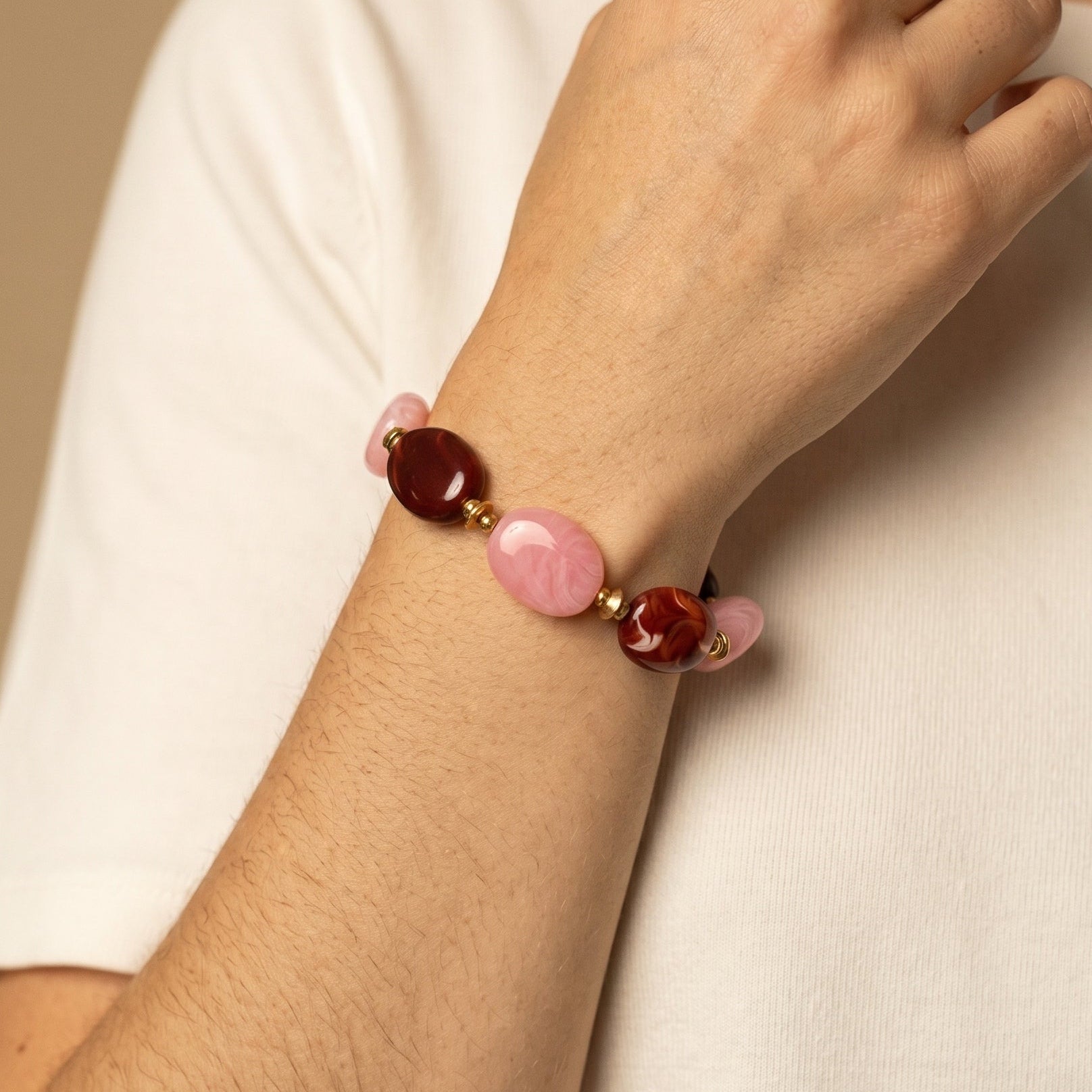 Bracelet Perles Résine "Gigi" - Multi Rose