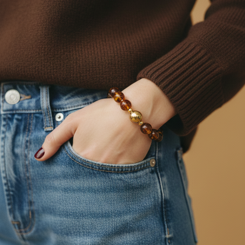 Bracelet Perles jody Café