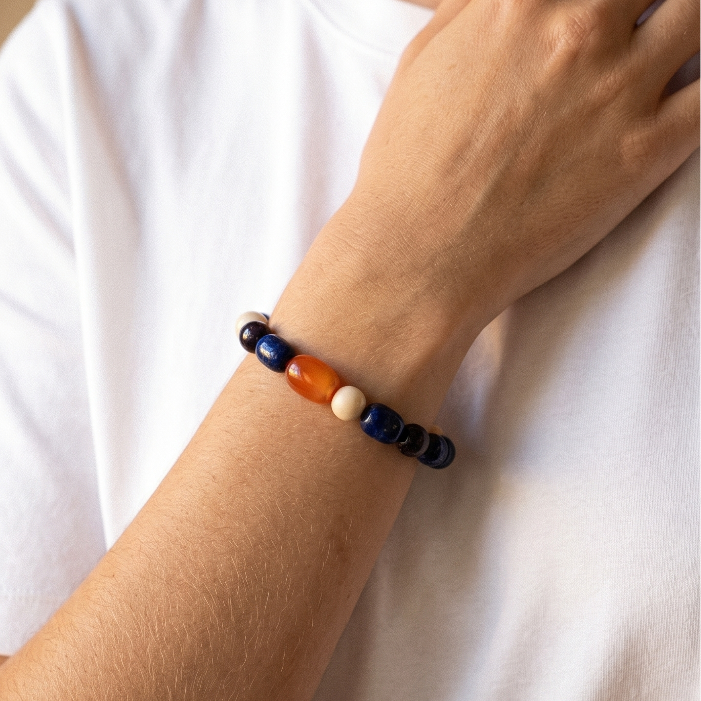 Bracelet Pierre Agate "Nicole" - Bleu