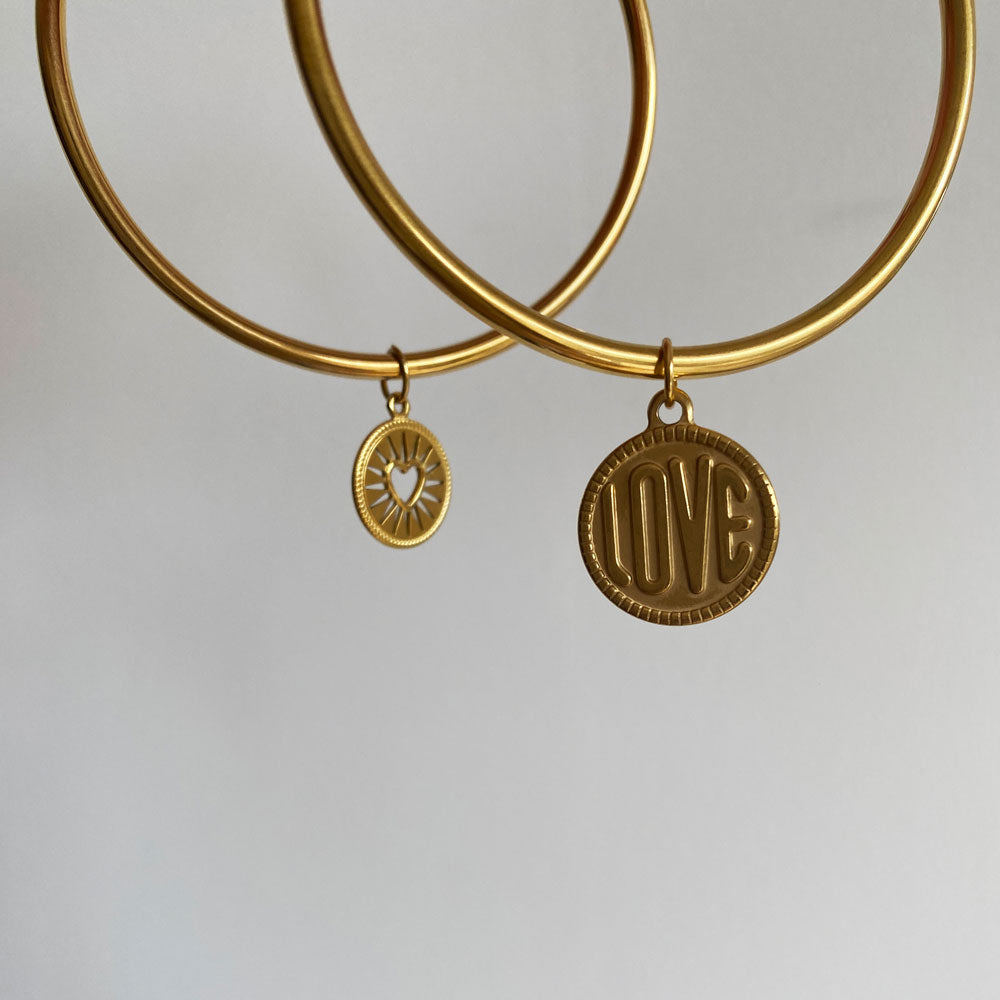 Bracelet Jonc Simple Pour Femme - Rose Doré/or, En Acier Inoxydable, Neuf Sans Emballage