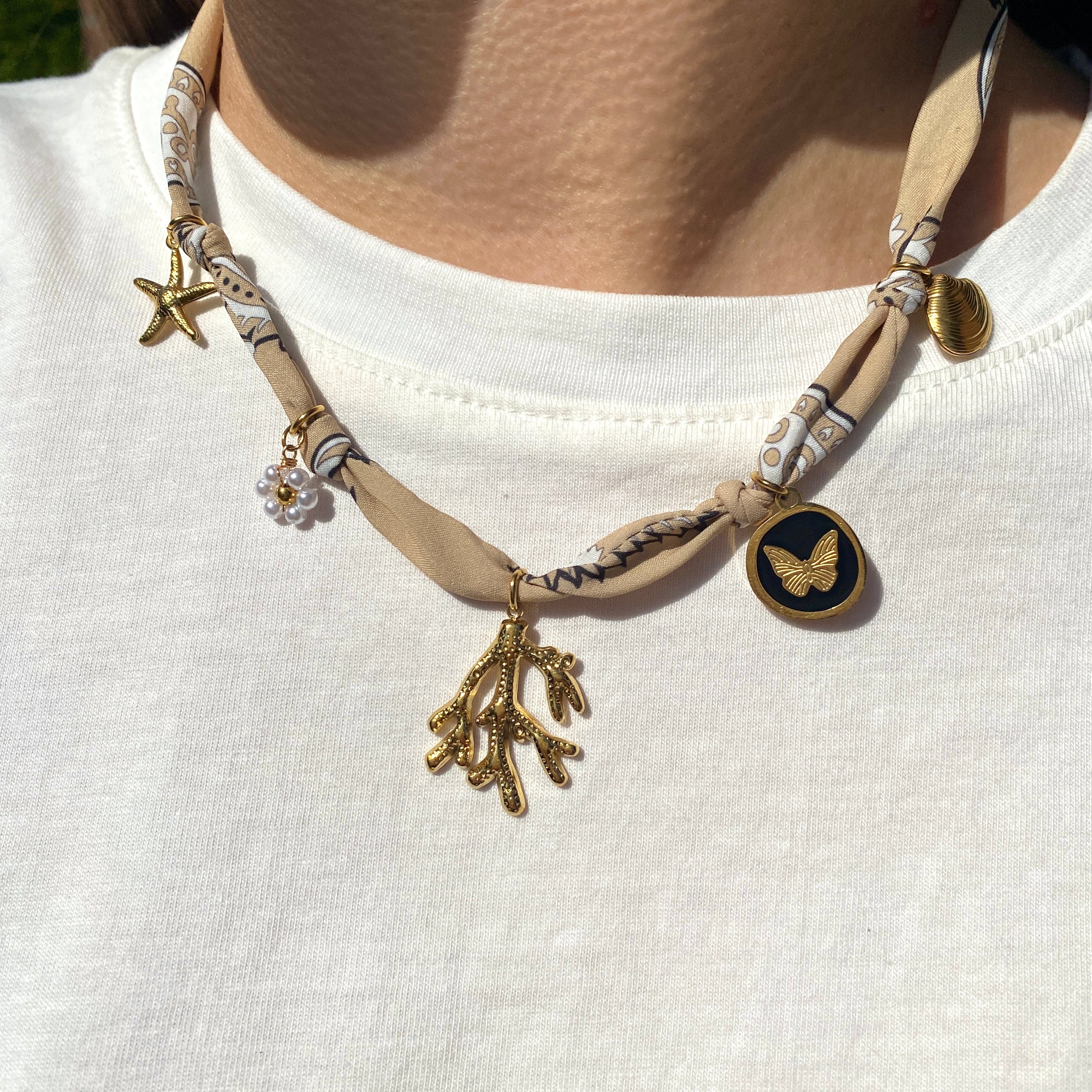 Collier Bandana Charms "Sable"