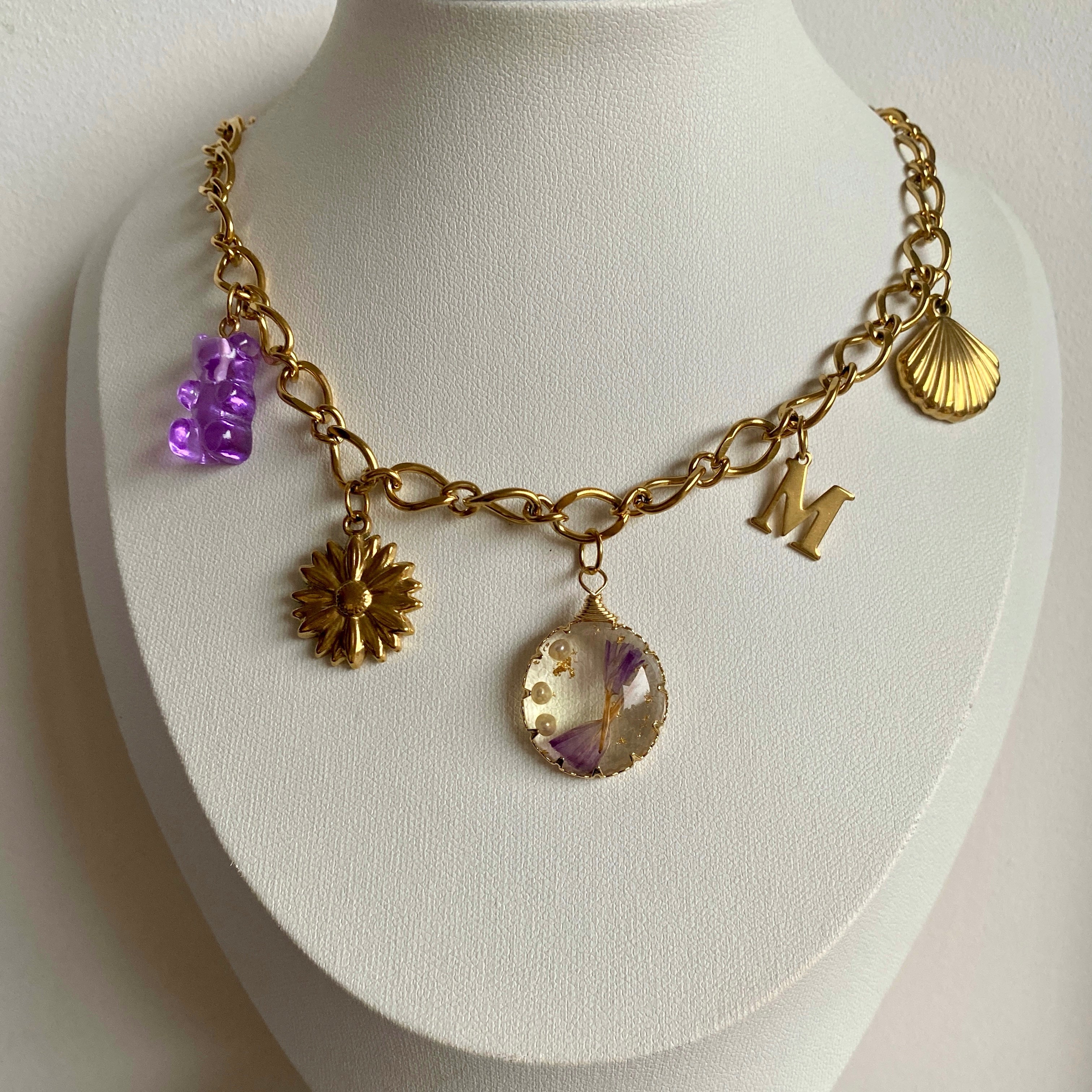 Collier double breloque cœur battant étoile plaqué or | Atelier de Famille