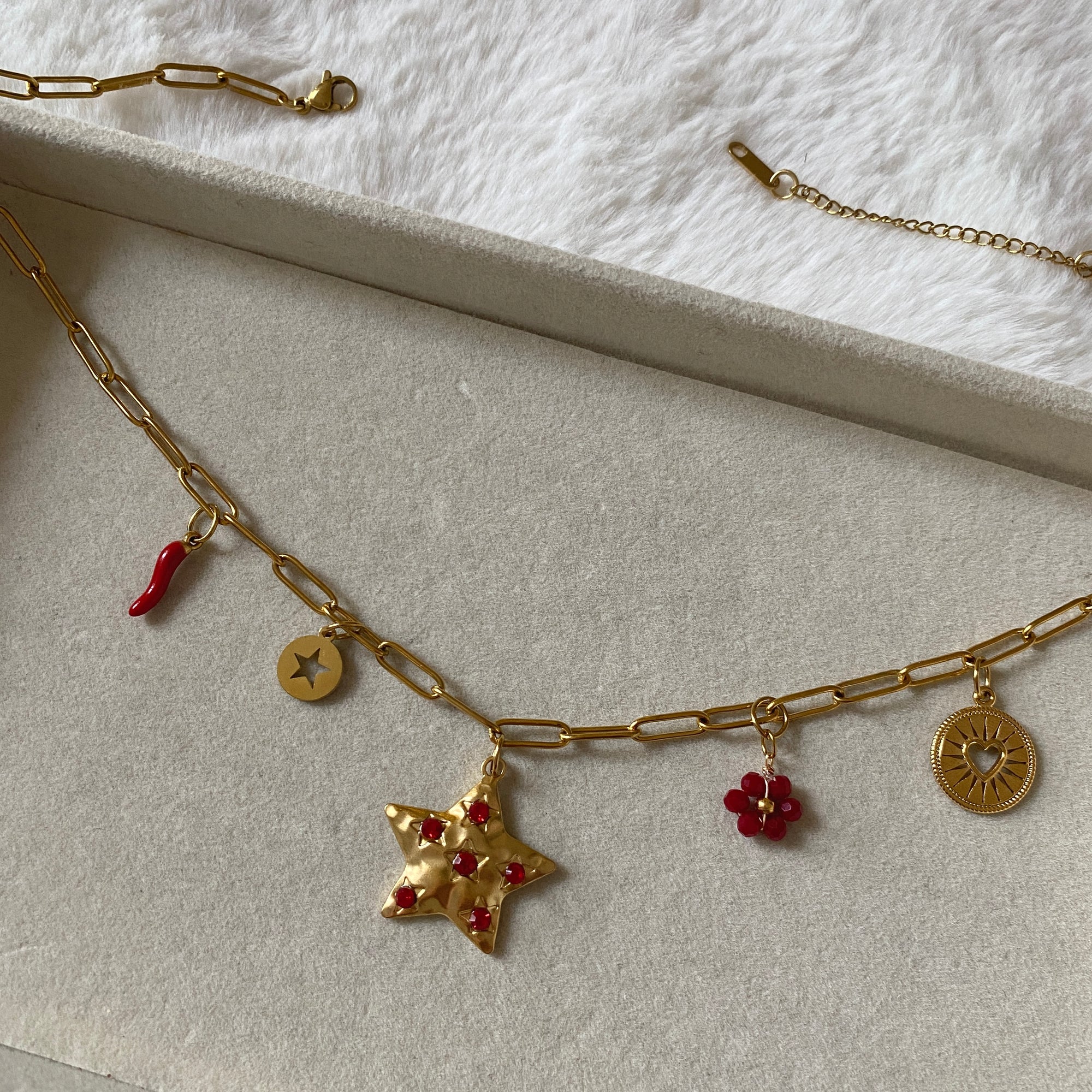 Collier Charms "Rubis"