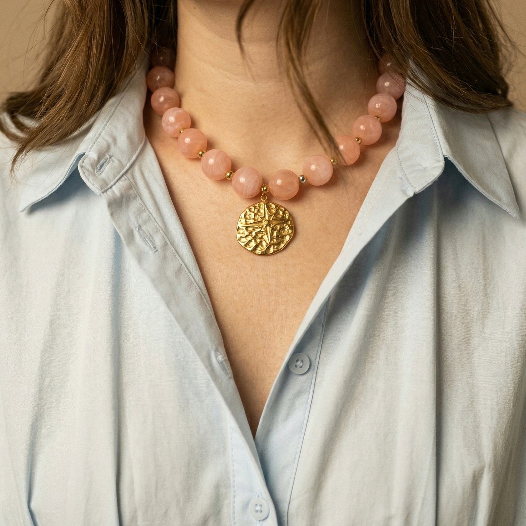 Collier Perles "Jody" rose - personnalisable