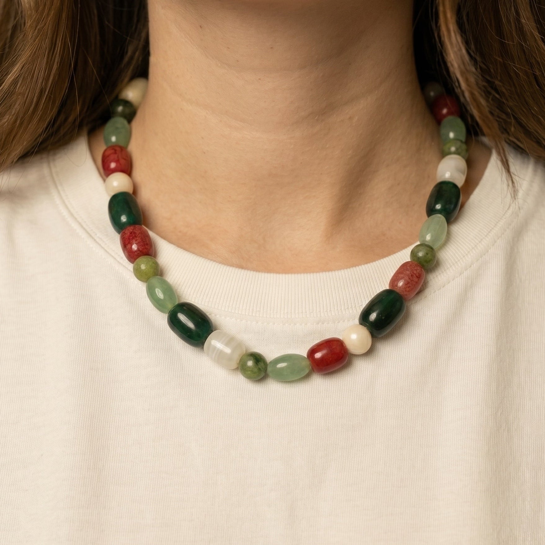 Collier Pierre Agate "Nicole" - Vert