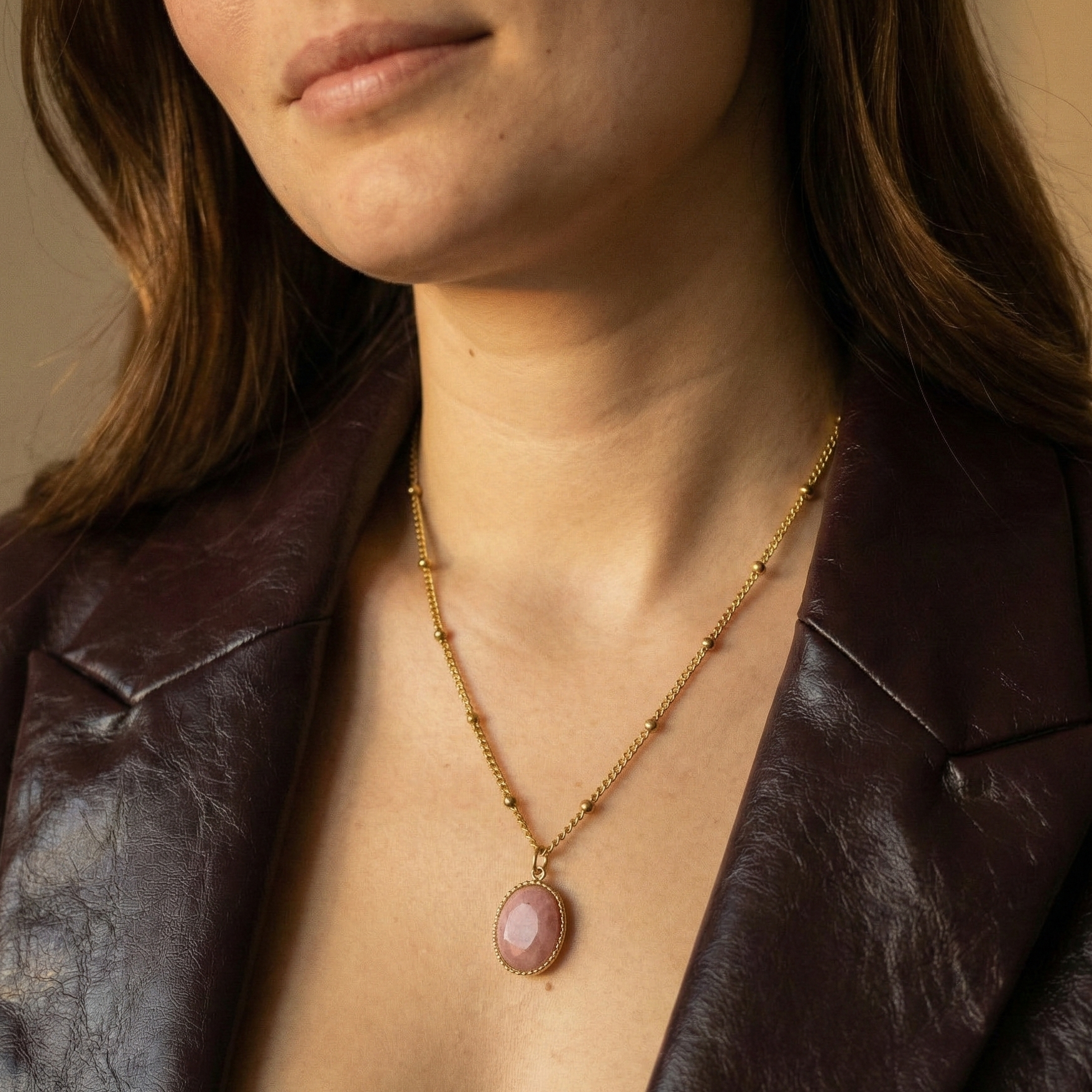Collier Pierre Rhodonite "Chloé"