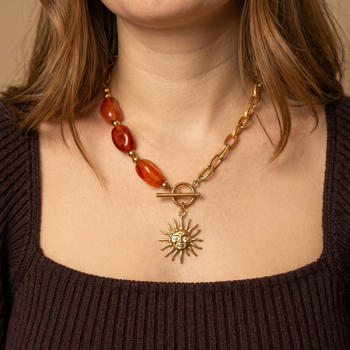 Collier perles "Maxine" - Terracotta