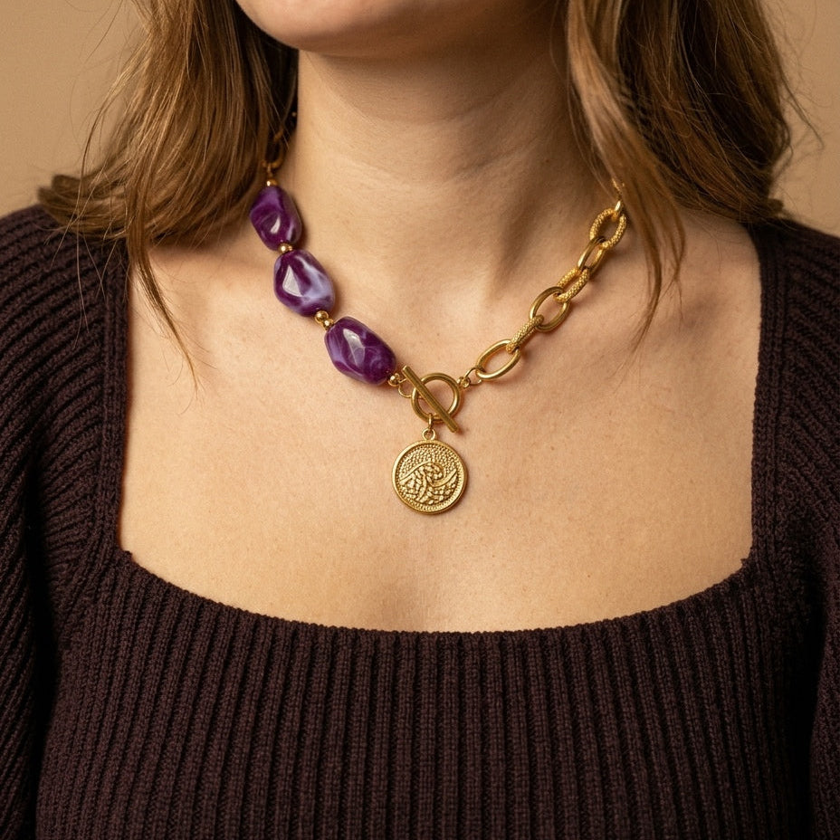 Collier perles "Maxine" - Améthyste