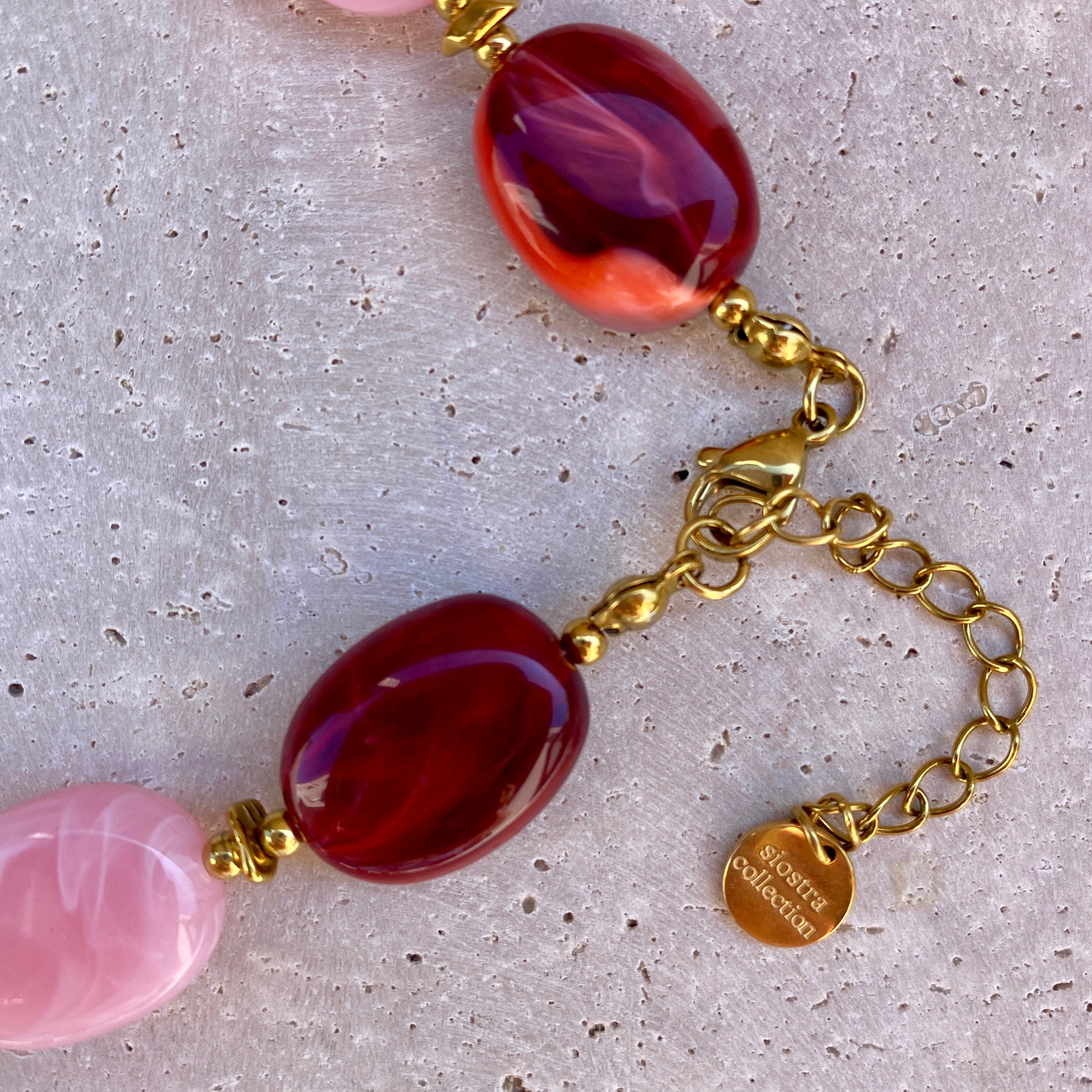Collier Perles Résine "Gigi" - Multi Rose