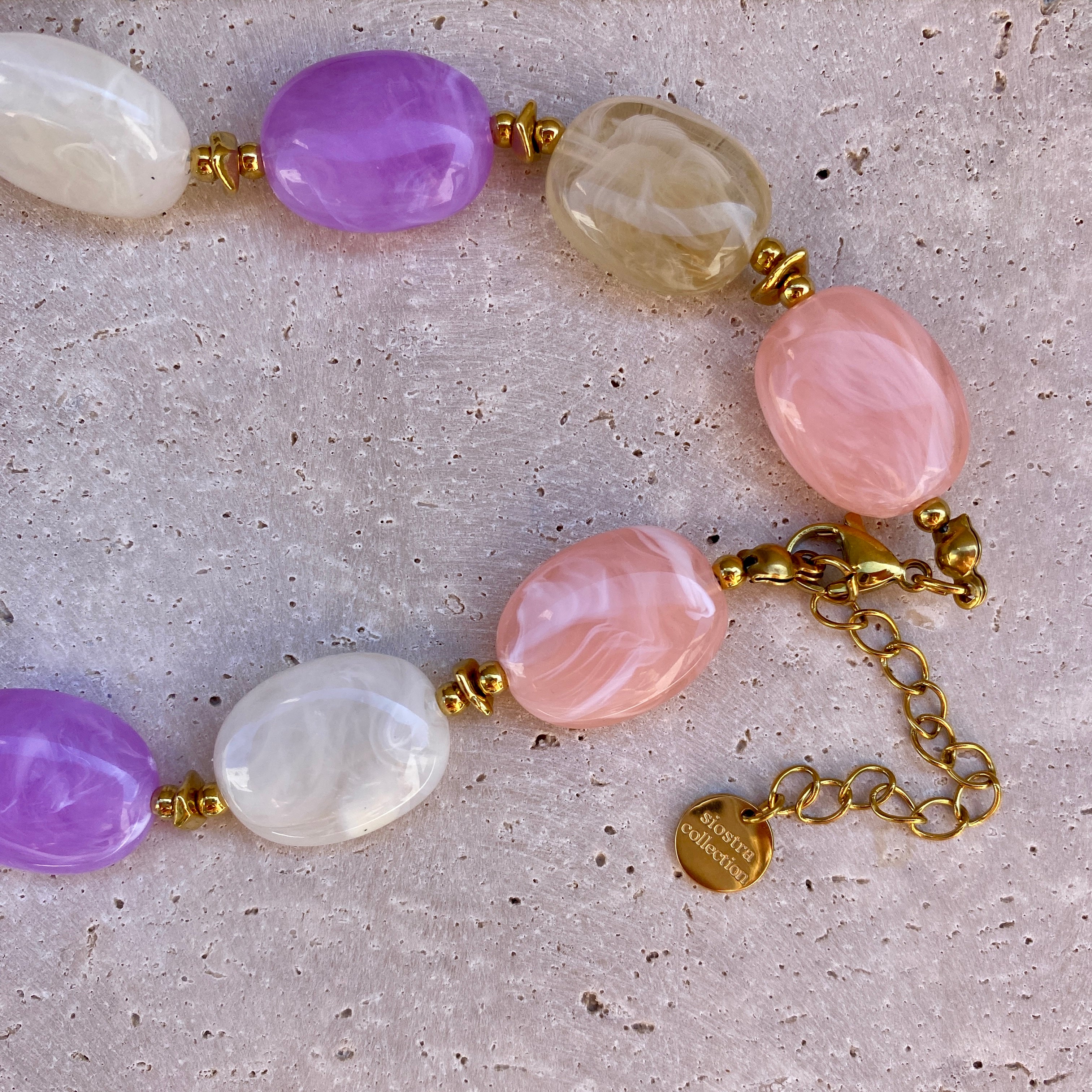 Bracelet Perles Résine "Gigi" - Multi Lilas