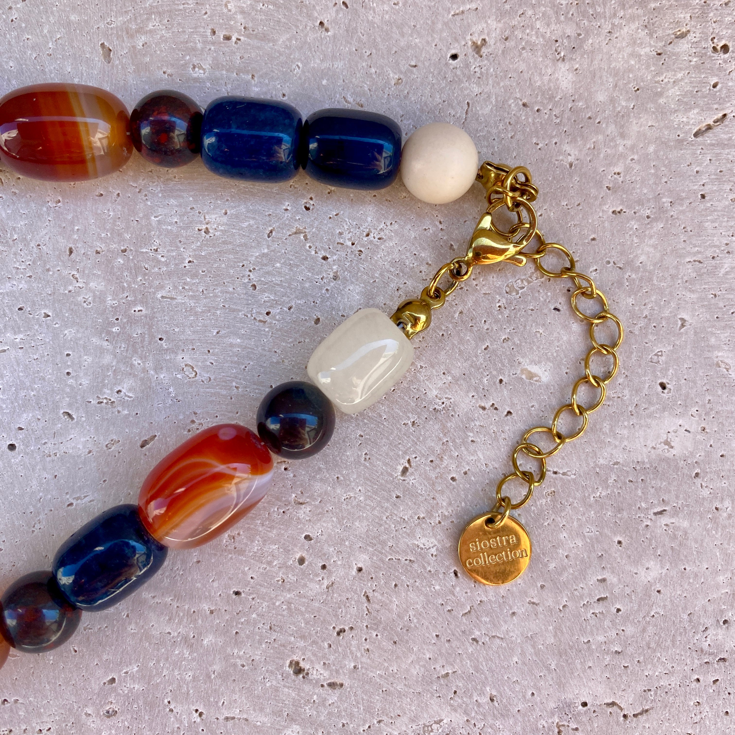 Bracelet Pierre Naturelle Agate "Nicole" - Bleu