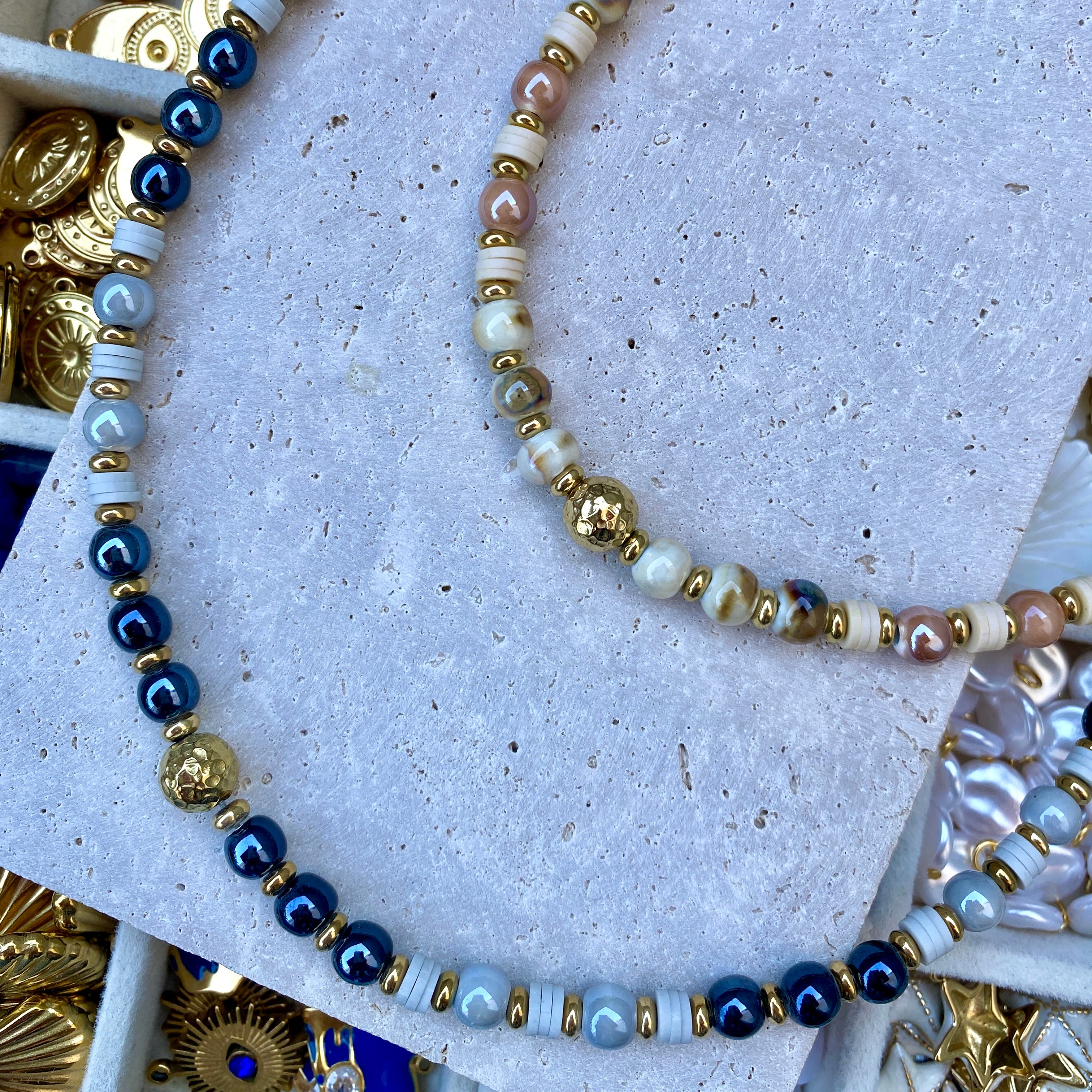 Collier Perles Céramique "Esma" - Personnalisable