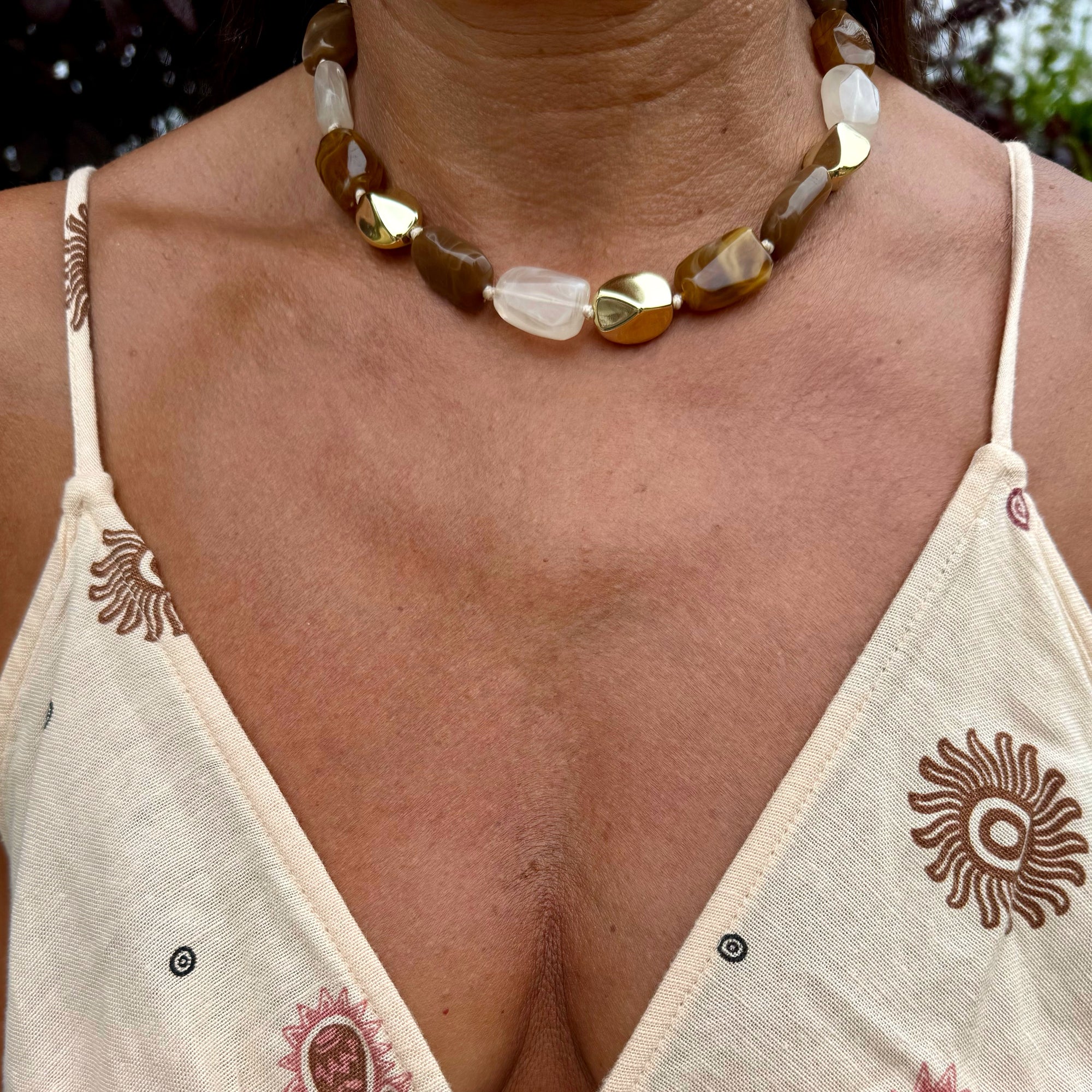 Collier Perles Résine &quot;Isalie&quot; - Personnalisable
