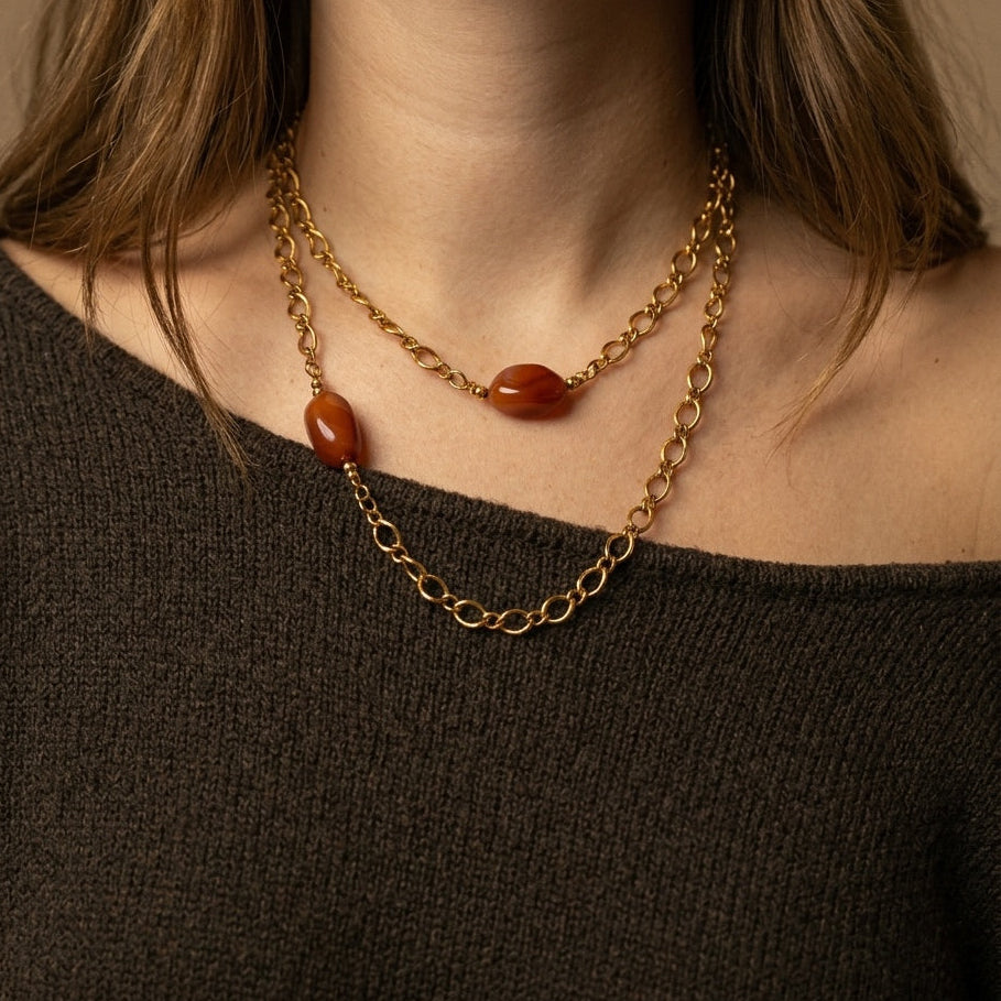 Sautoir perles "Gigi" - Terracotta