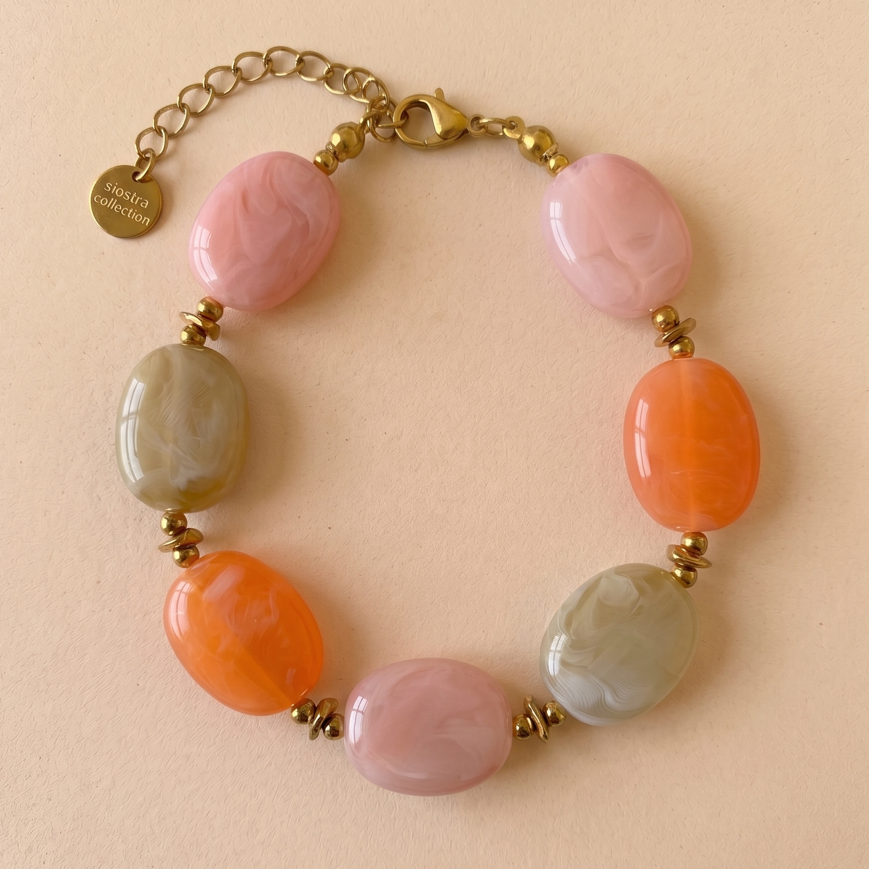 bracelet perles colorees orange