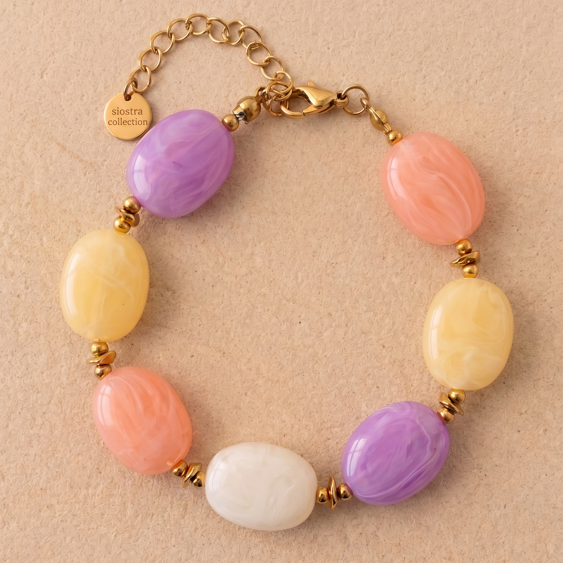 bracelet perles multi lilas