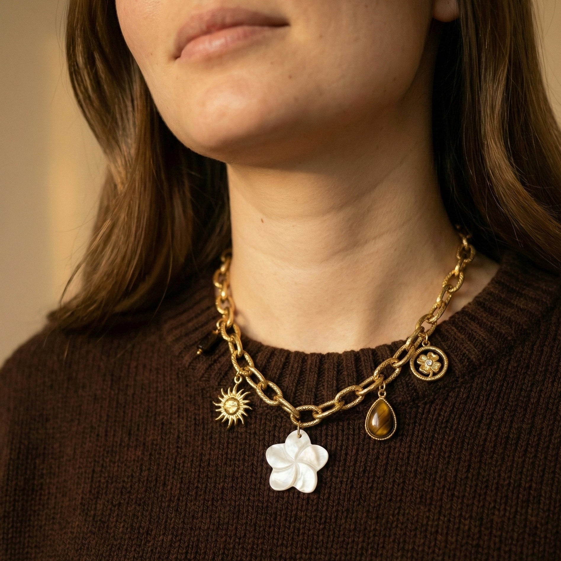 collier charms léandra marron