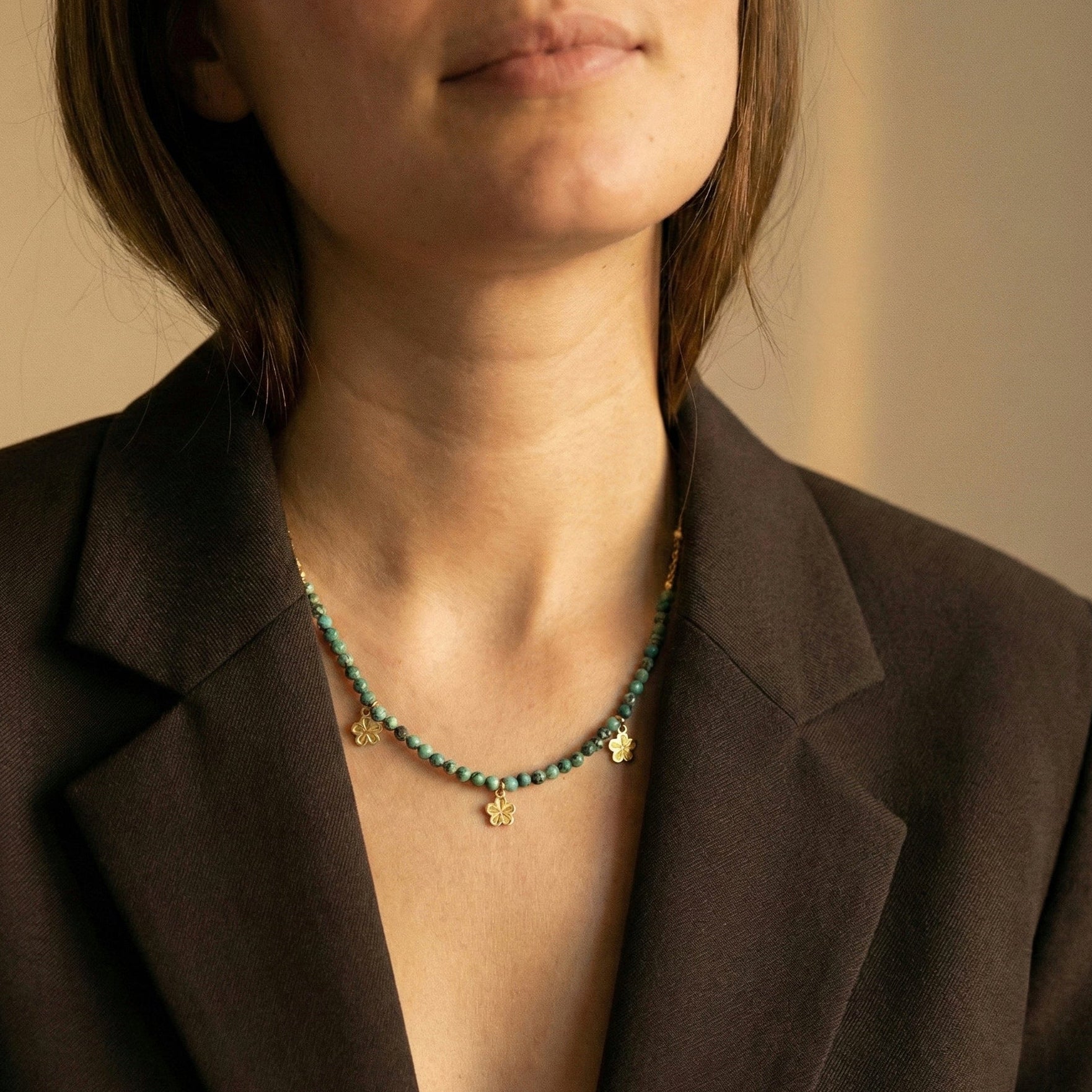 collier perles turquoise africaine